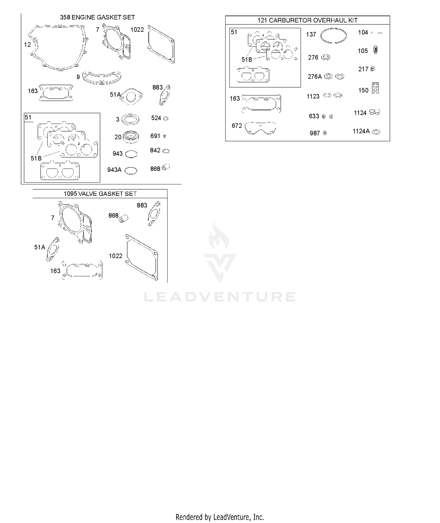 ENGINE/VALVE GASKET SET, CARBURETOR OVERHAUL KIT 7