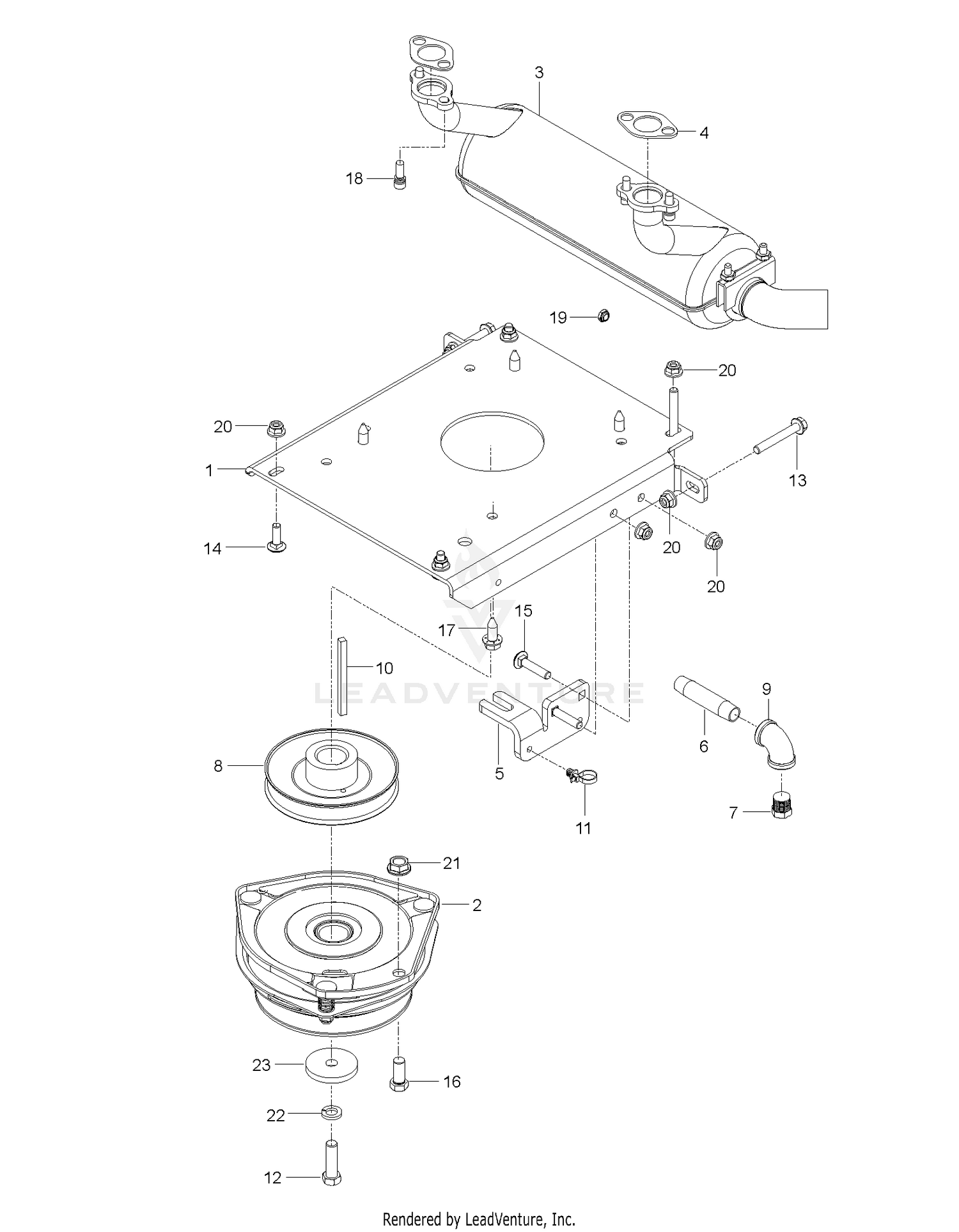 ENGINE MOUNTING, GUARDS & MUFFLER
