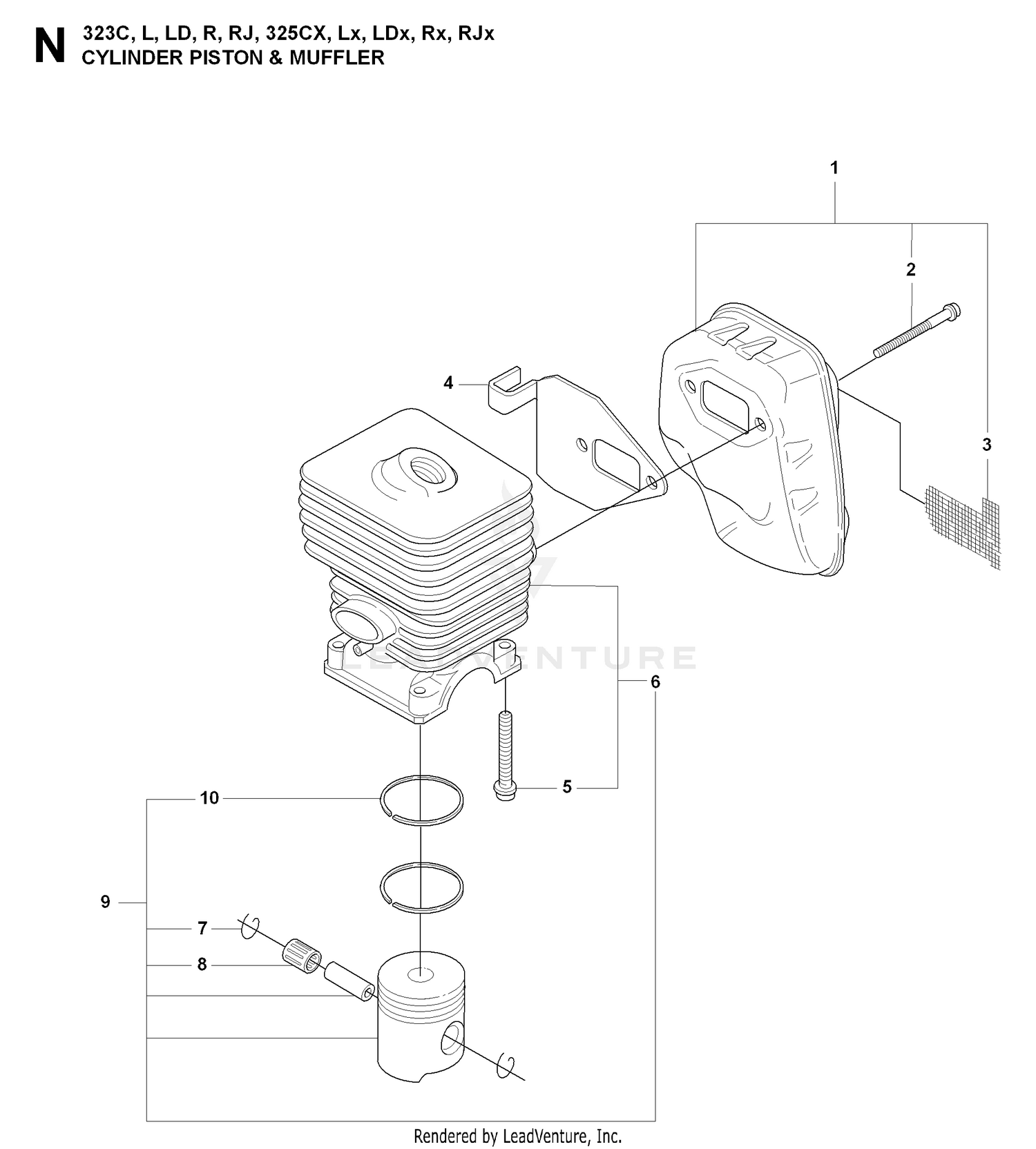 CYLINDER, PISTON & MUFFLER
