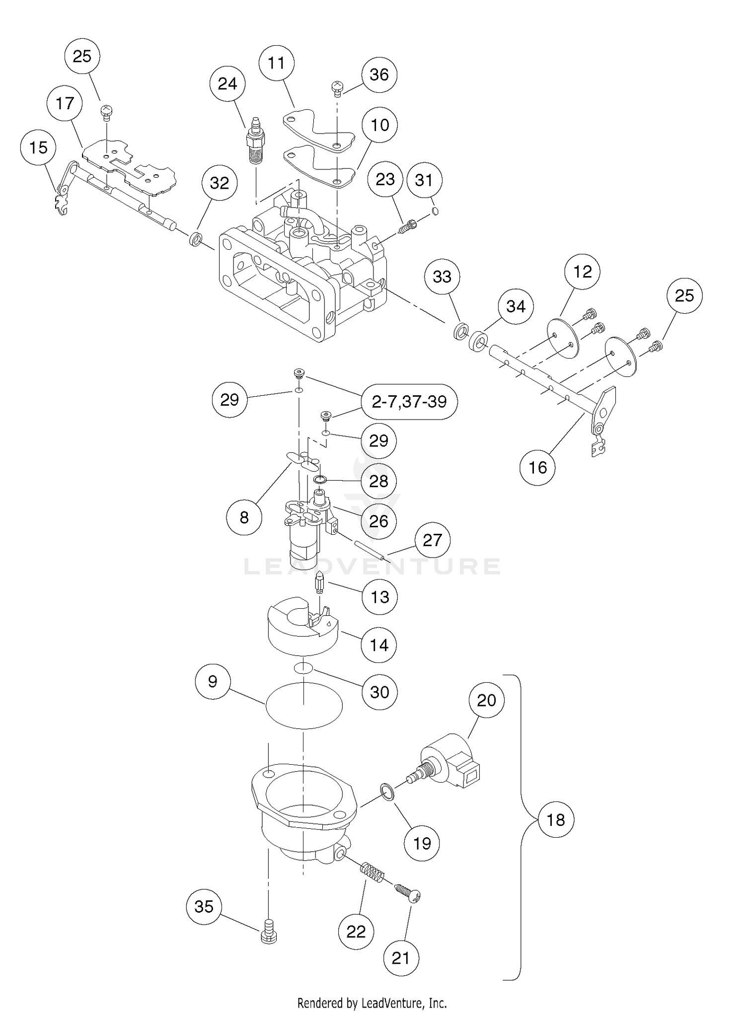 Carburetor Assembly, Kawasaki Gasoline Vehicles