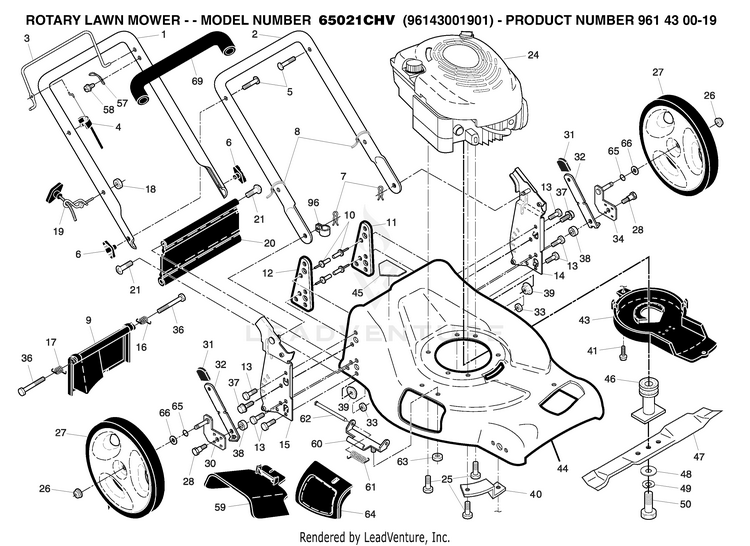 Husqvarna 65021 CHV - 96143001901 (2006-12) Walk Behind Mower ...