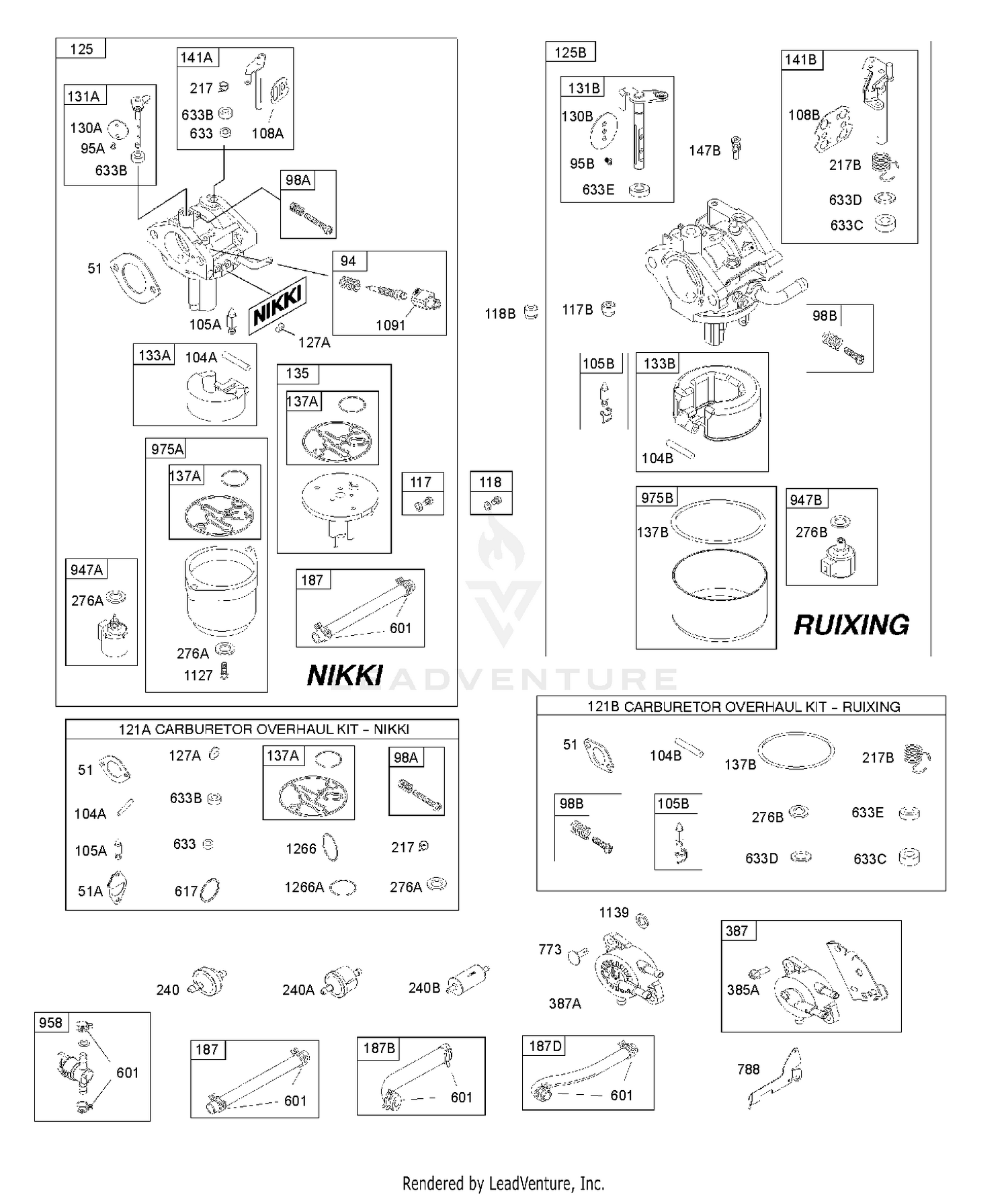 CARBURETOR - NIKKI & RUIXING, FUEL SUPPLY, GASKET SET - CARBURETOR - NIKKI & RUIXING