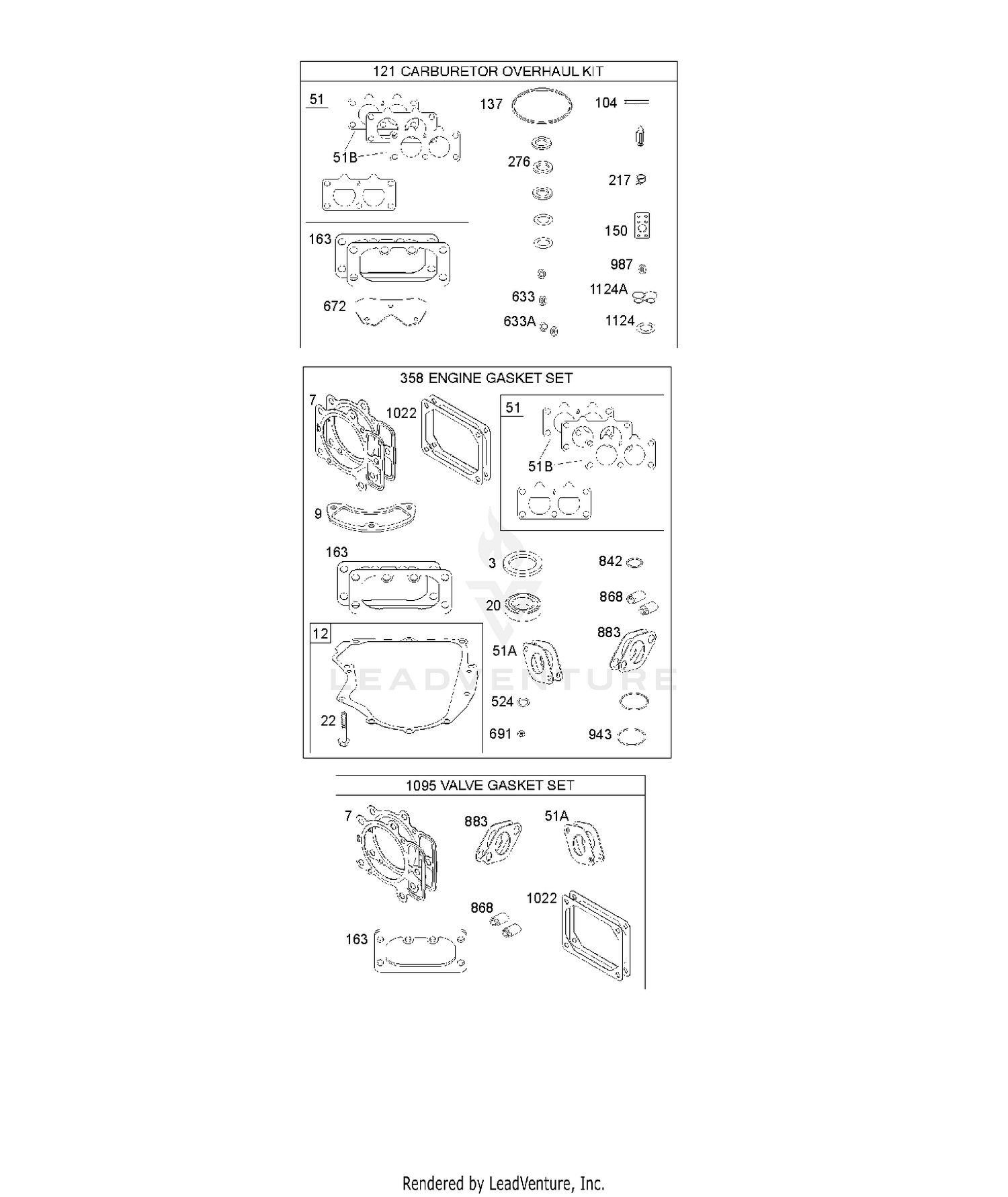 ENGINE/VALVE GASKET SET, CARBURETOR OVERHAUL KIT 13