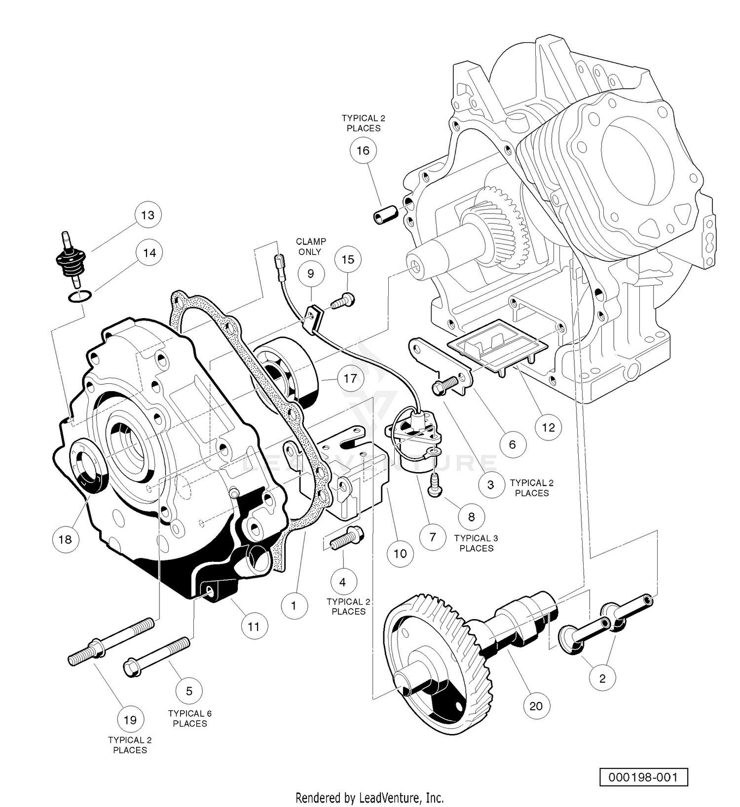 FE290 Engine - Crankcase, Camshaft, and Oil Sensor