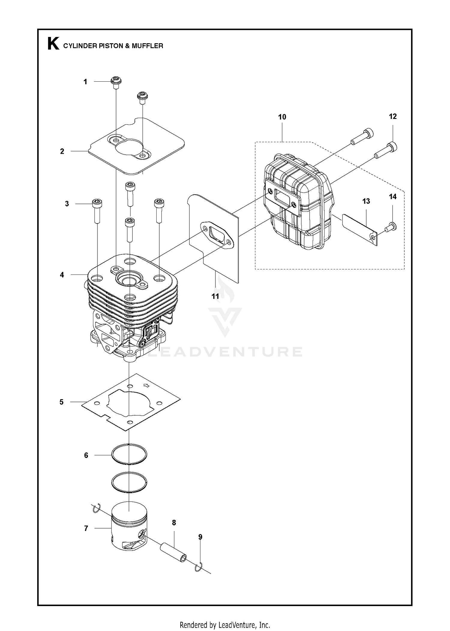 CYLINDER, PISTON & MUFFLER