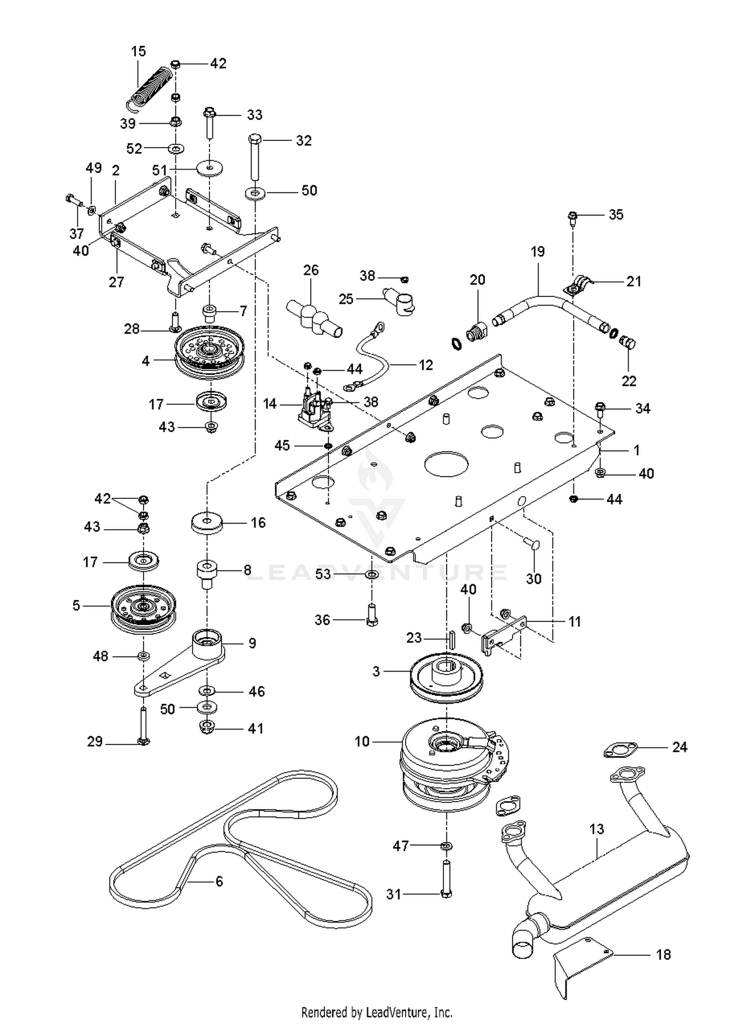 ENGINE MOUNTING, GUARDS & MUFFLER