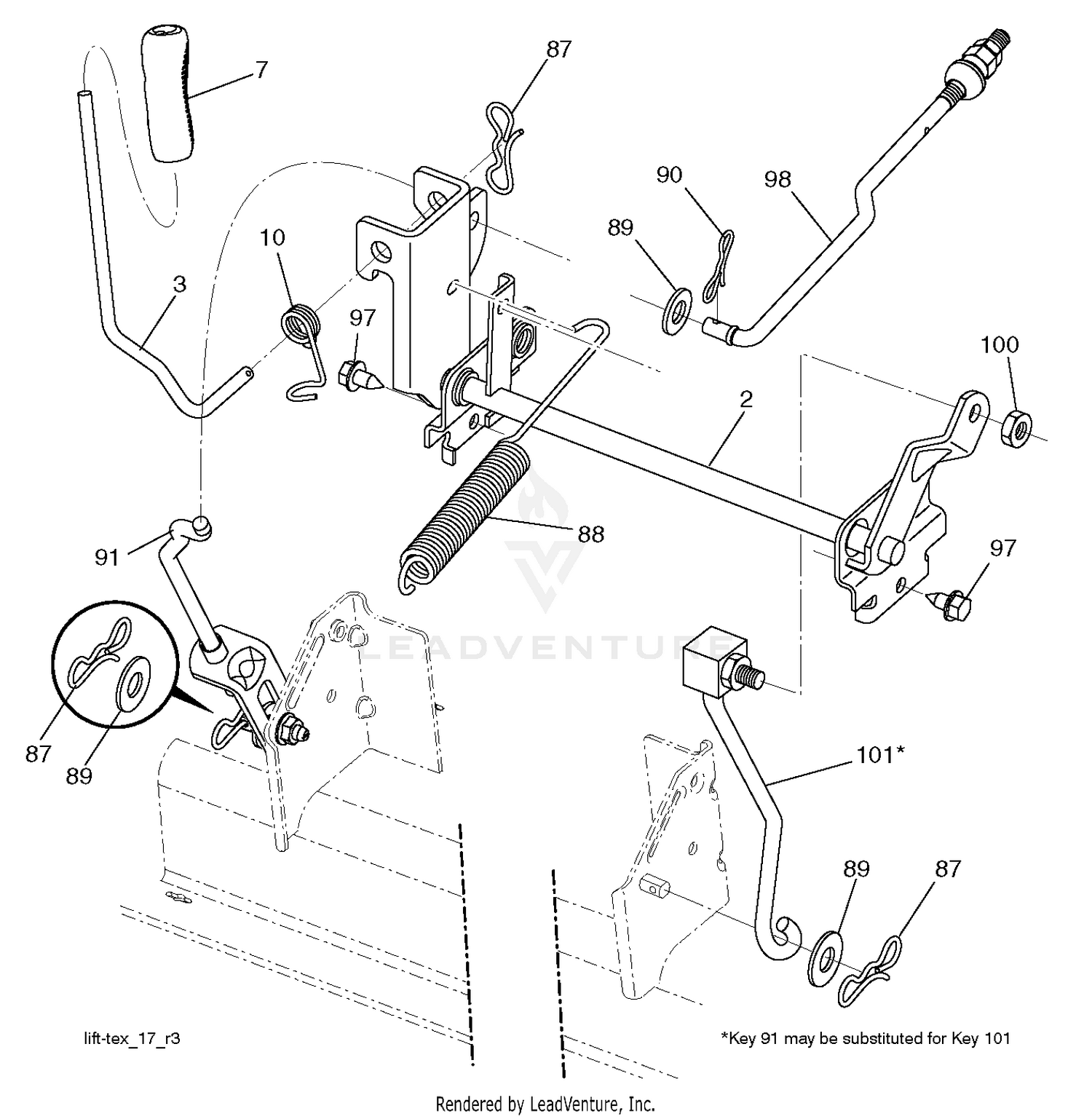 MOWER LIFT LEVER