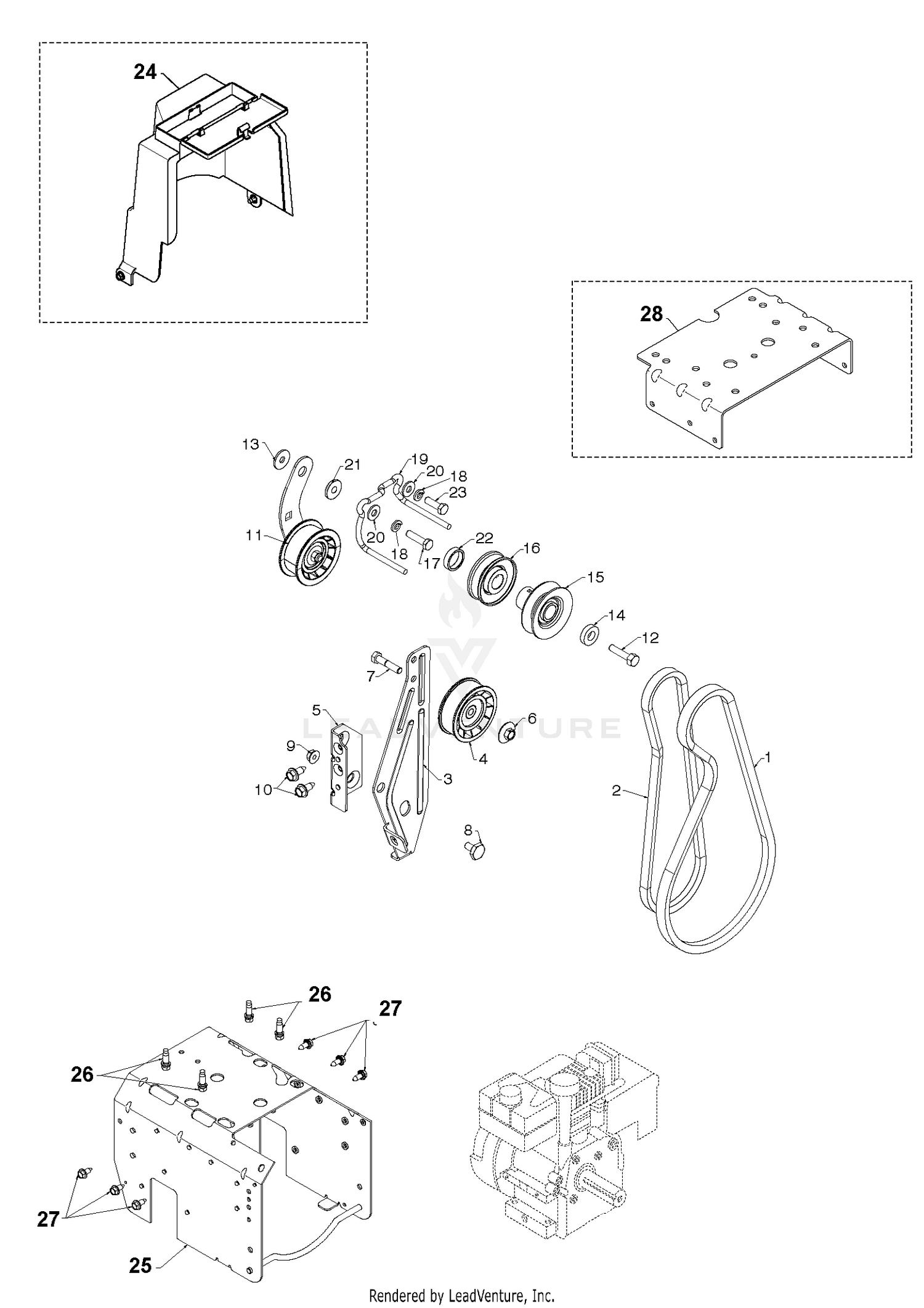 CHASSIS, ENGINE & PULLEYS