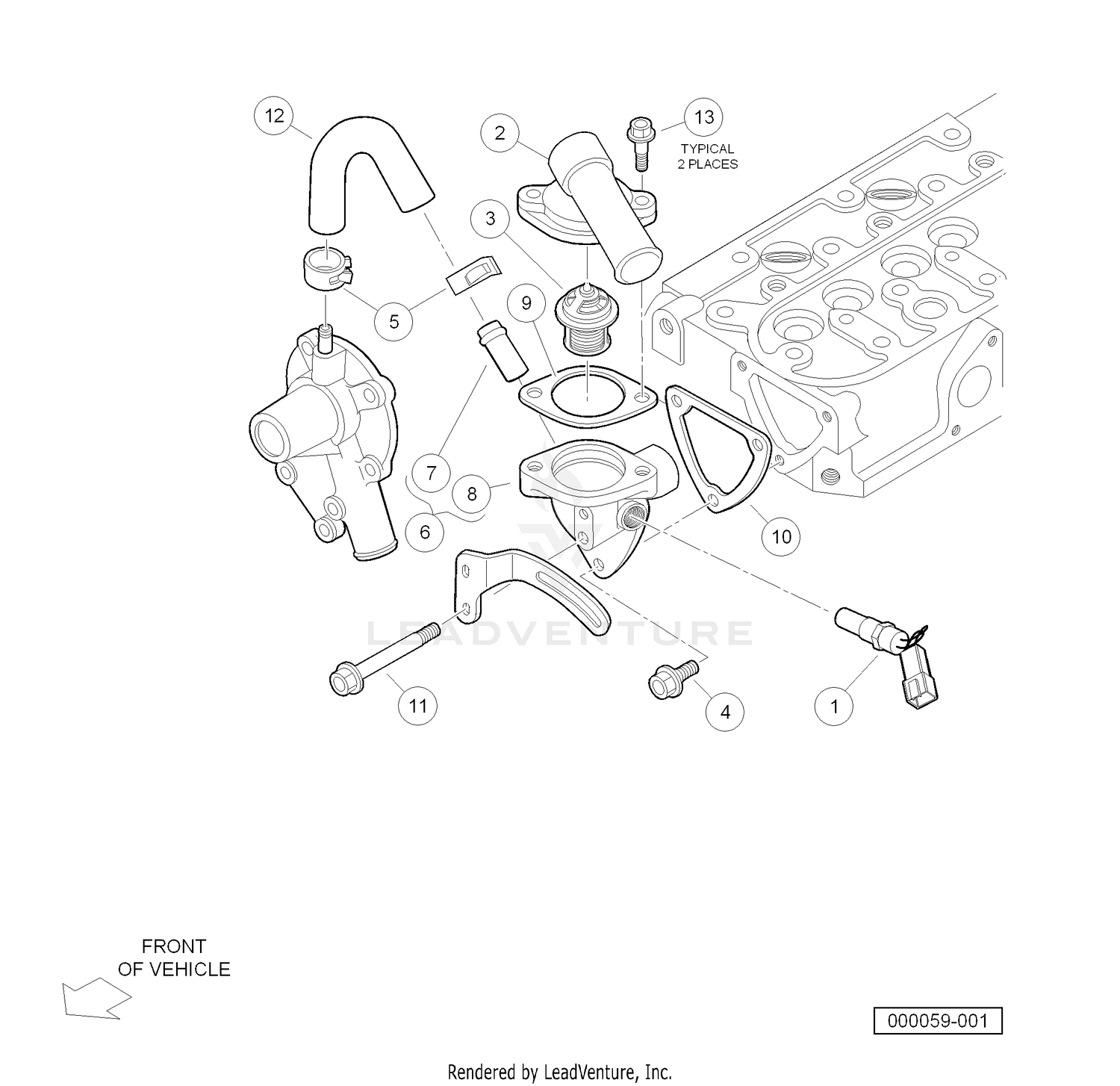 Water Flange and Thermostat