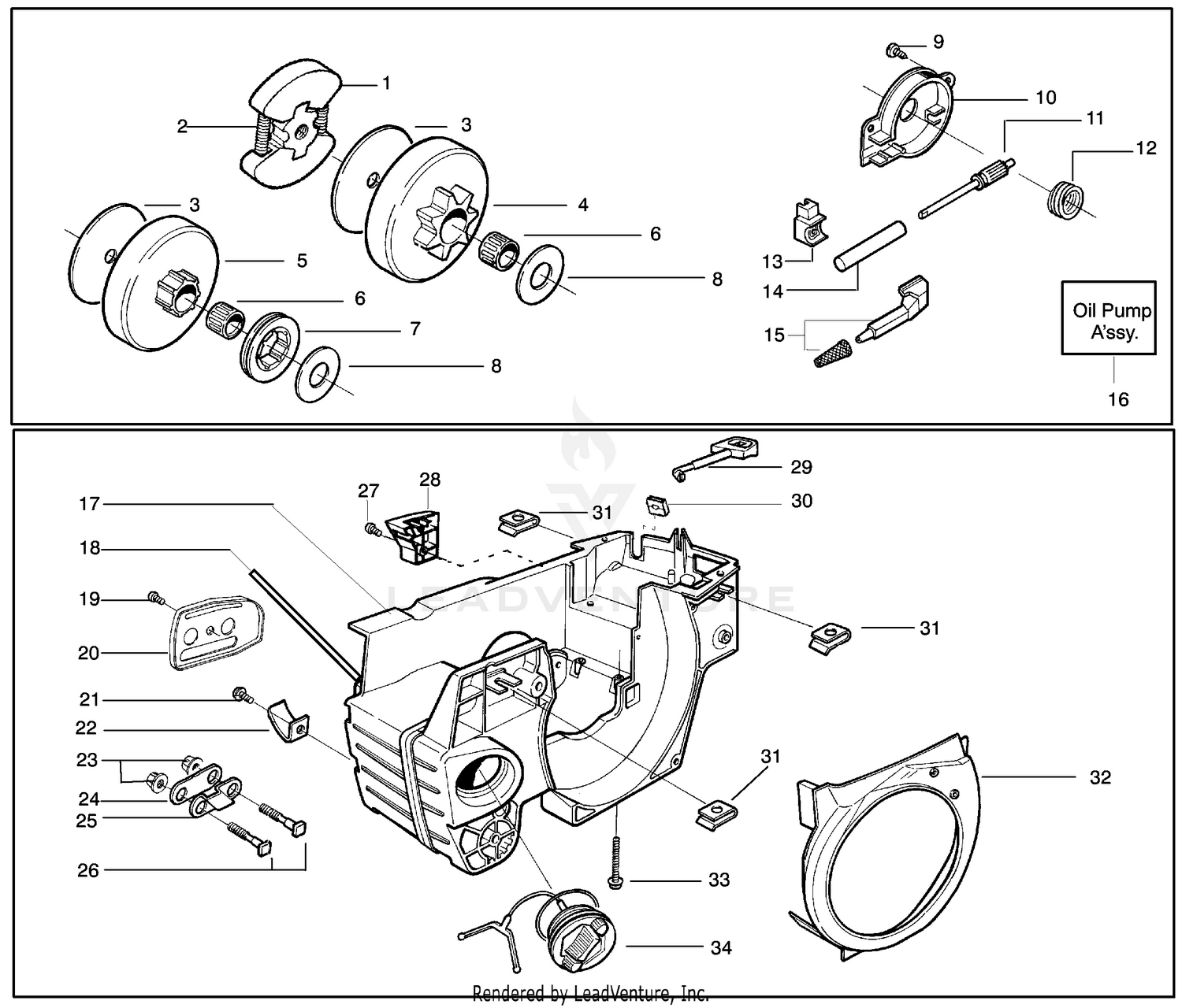Clutch / Drum & Oil Pump & Crankcase / Oil Tank