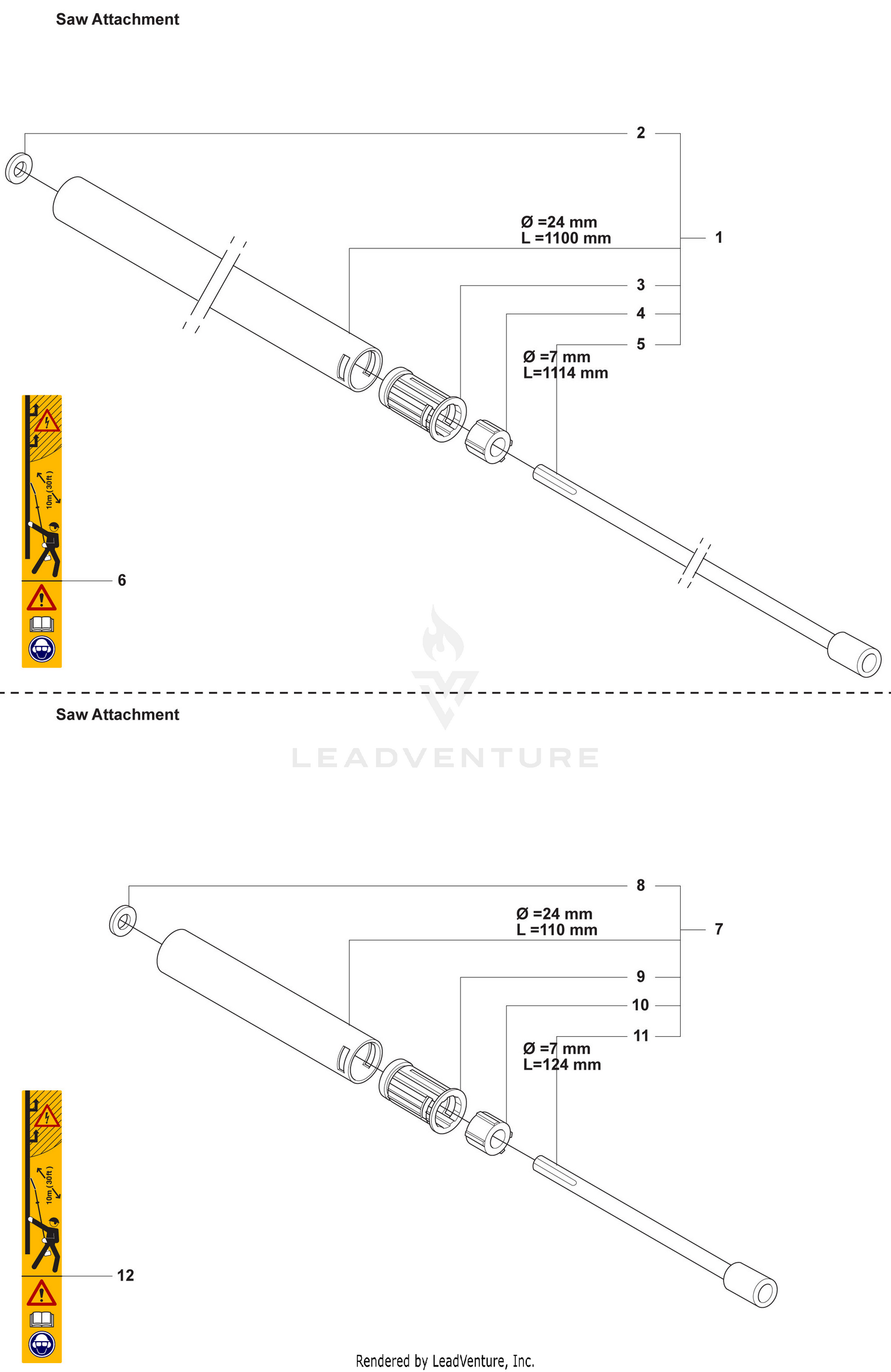 Saw Attach. / P5x Shaft Compl.