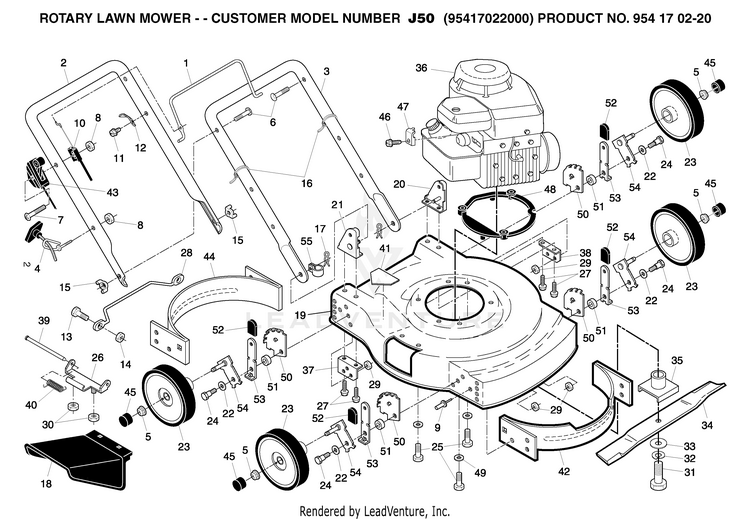 Husqvarna J50 - 954 17 02-20 (2005-02) Walk Behind Mower | Partswarehouse