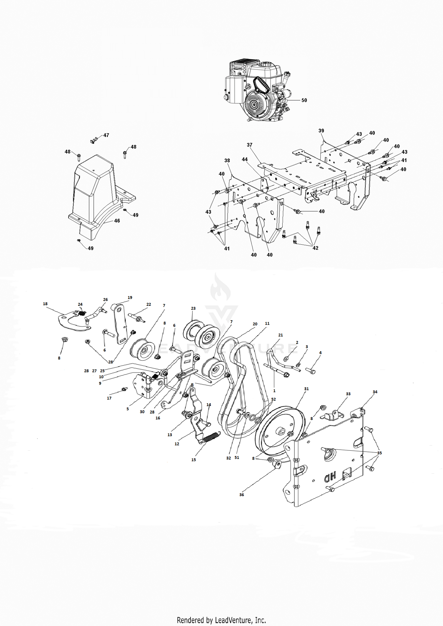 CHASSIS, ENGINE & PULLEYS