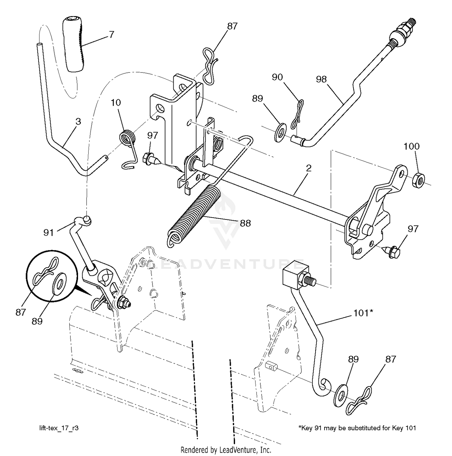 MOWER LIFT LEVER