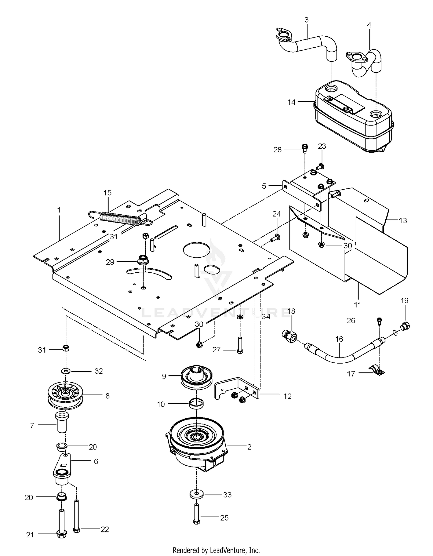 ENGINE MOUNTING, GUARDS & MUFFLER