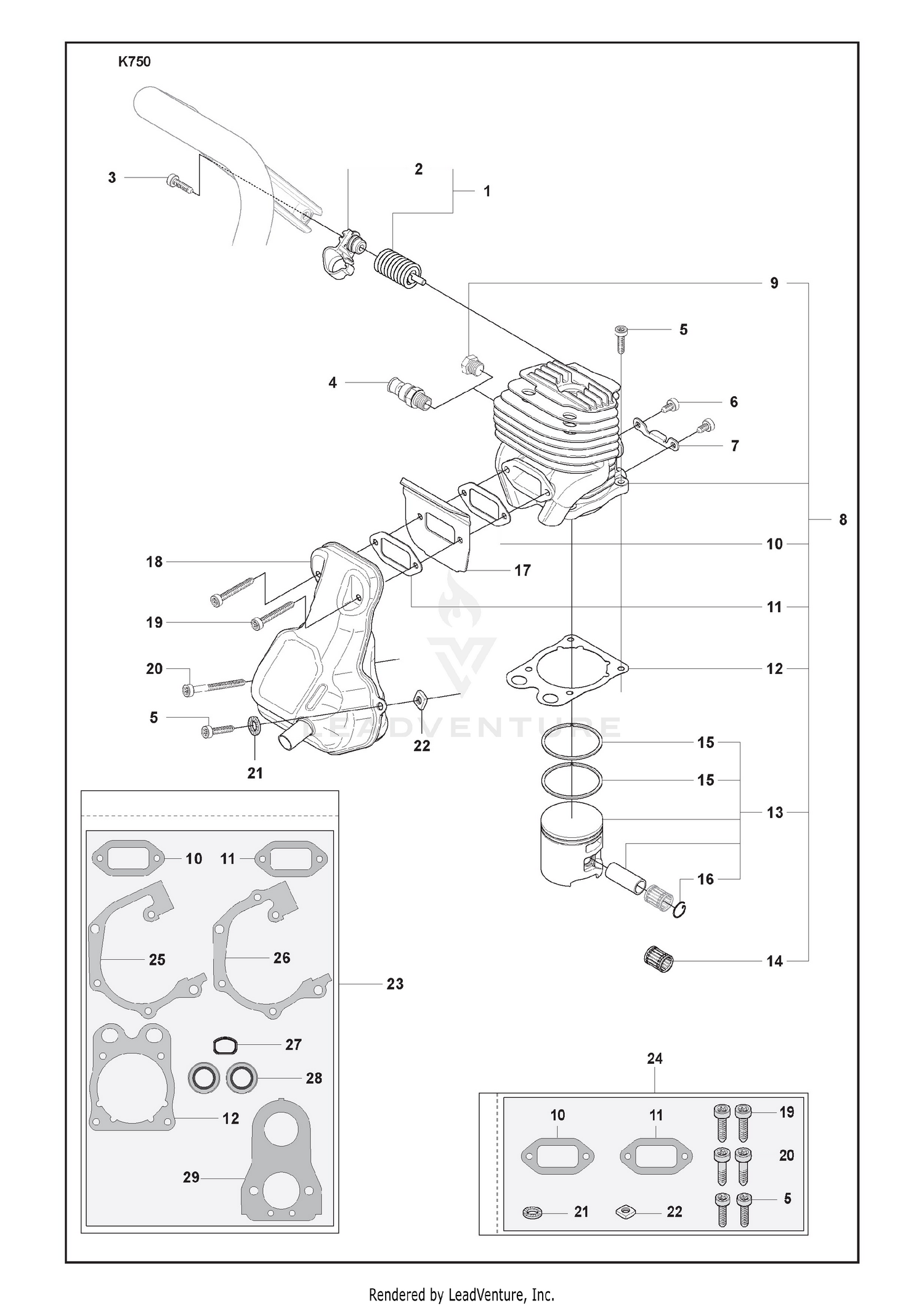 Cylinder Assy And Muffler And Muffler Mounting Kit And Gasket Kit