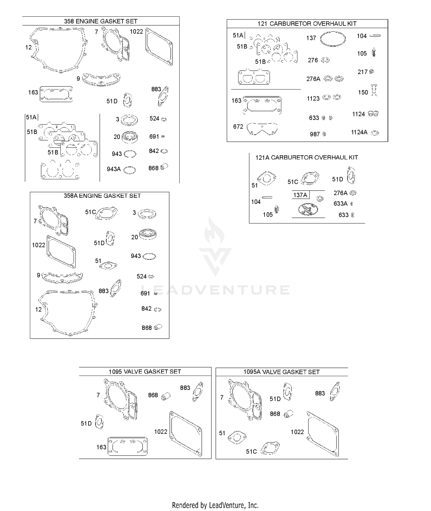 ENGINE/VALVE GASKET SET, CARBURETOR OVERHAUL KIT