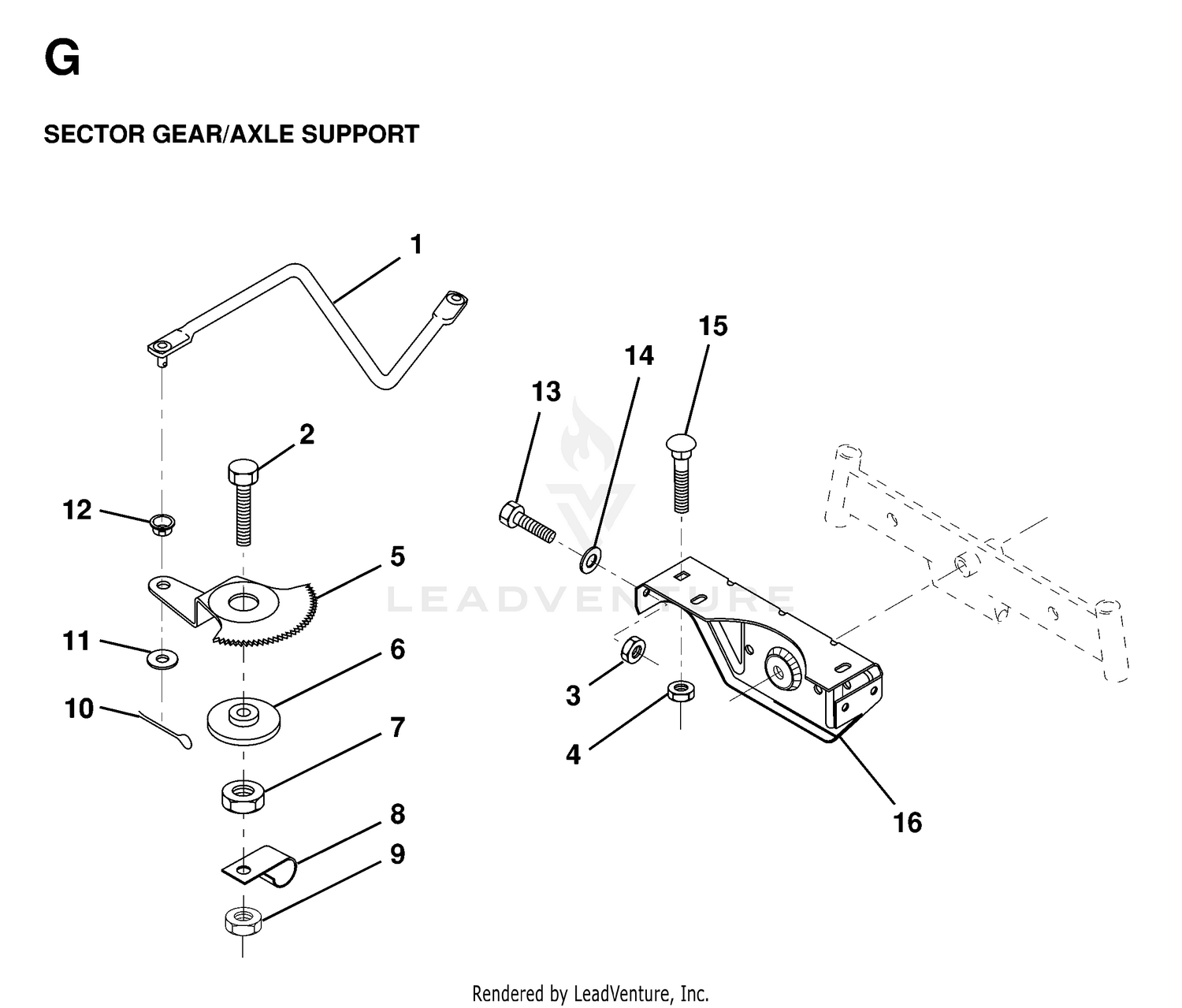 SECTOR GEAR / AXLE SUPPORT