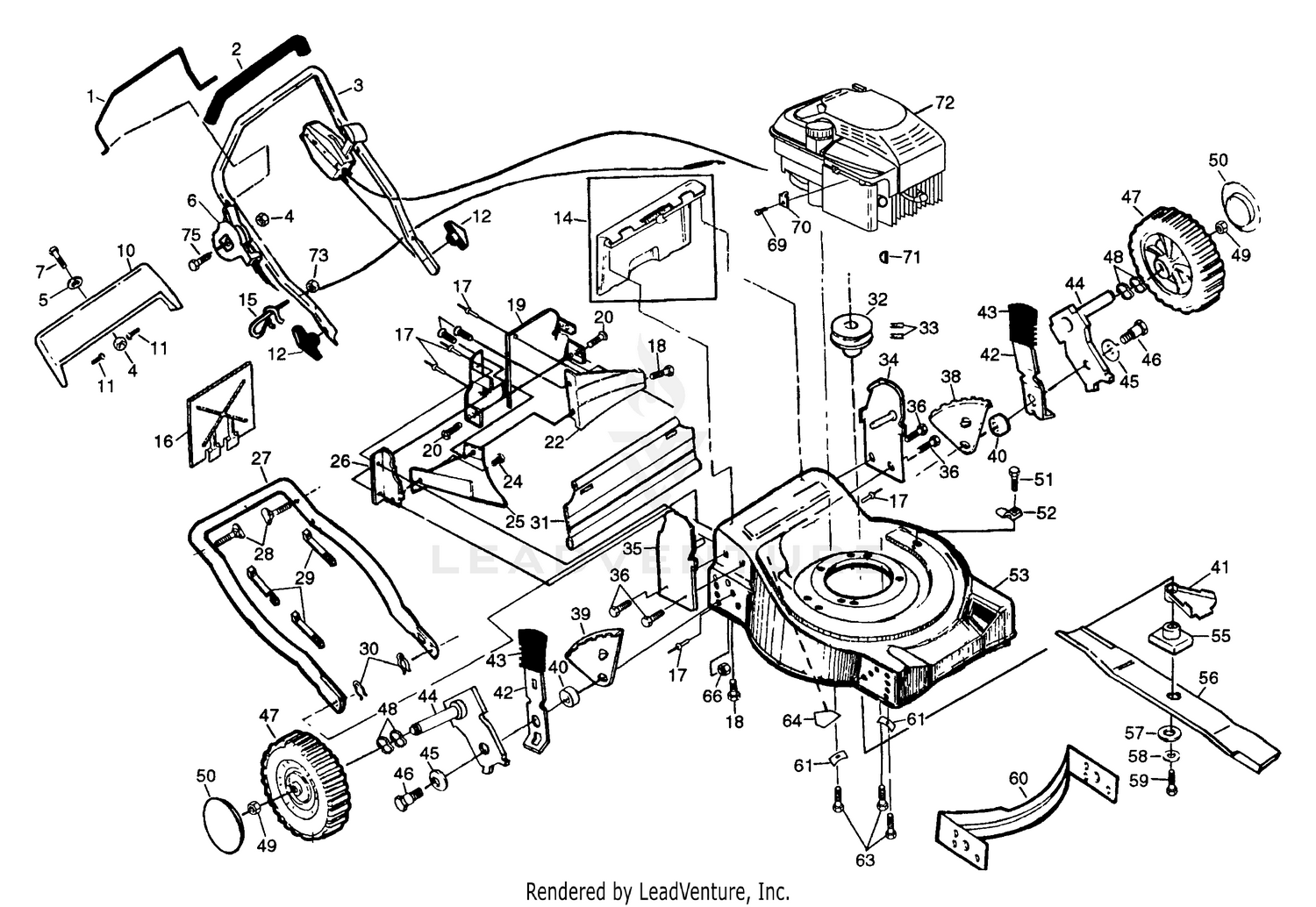 Rotary Lawn Mower - Model No. 56sf (H56sfg) - View A