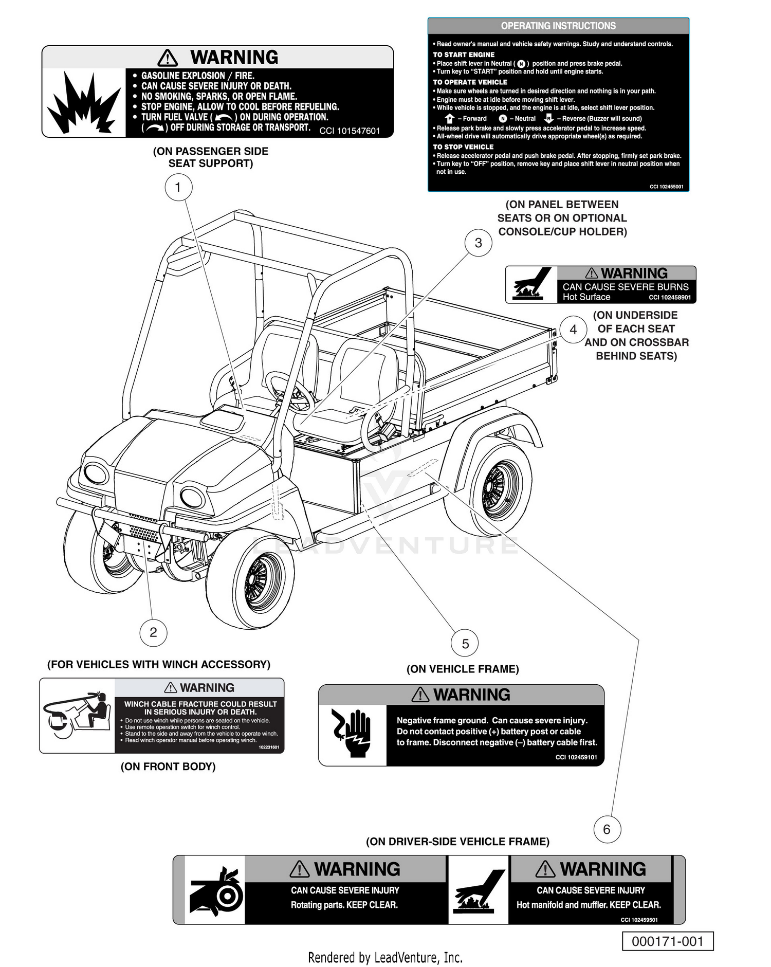 Safety Decals, Gasoline Vehicles, Continued