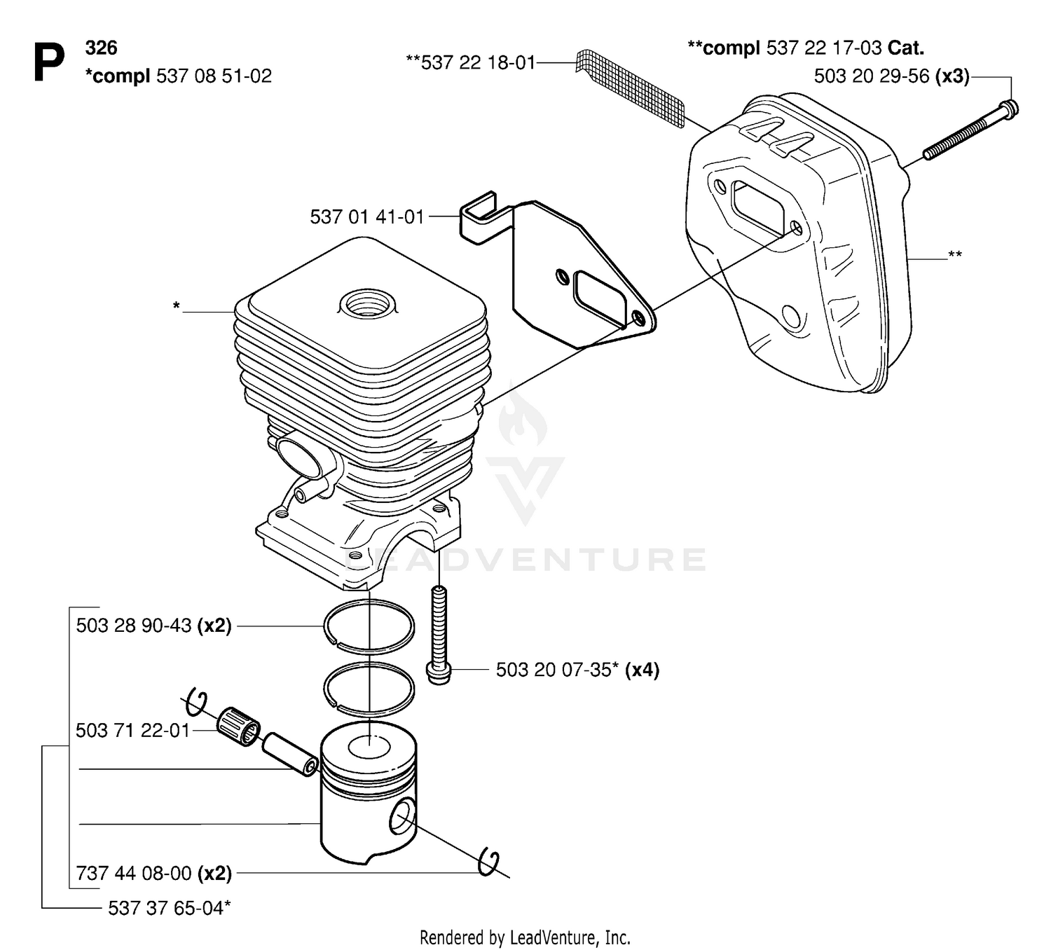 CYLINDER, PISTON & MUFFLER
