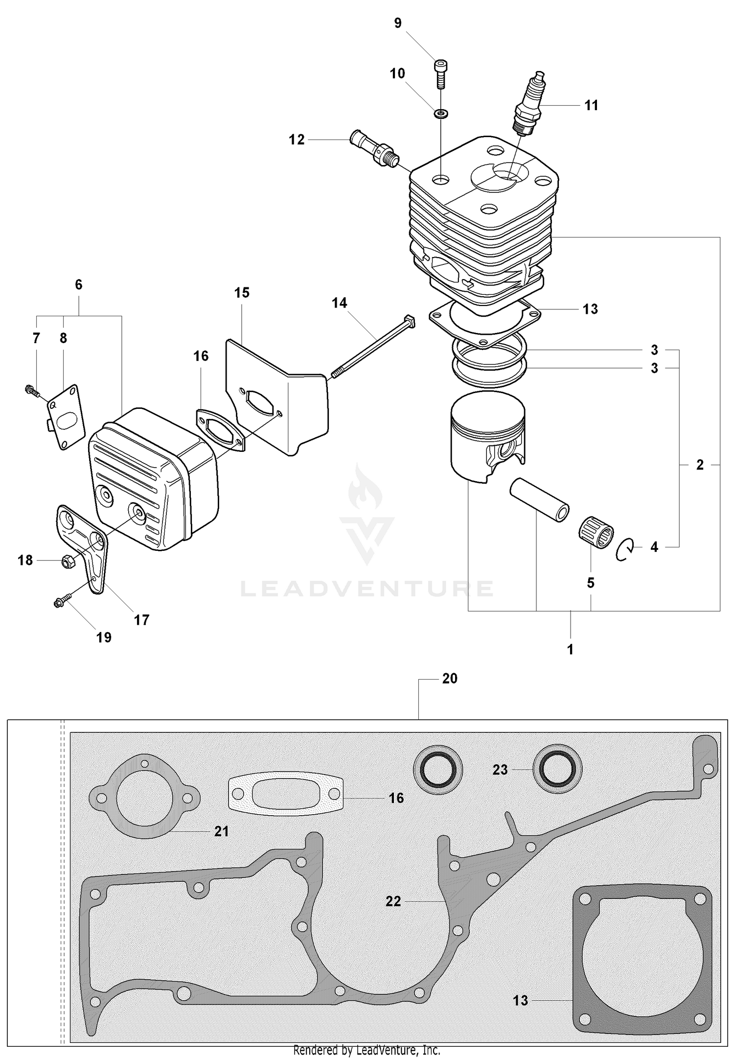 Cylinder and Gasket Kit and Muffler