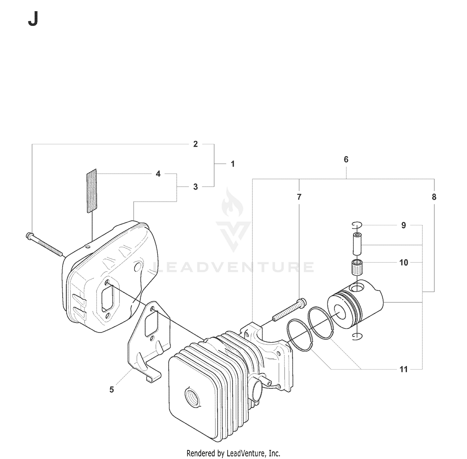 CYLINDER, PISTON & MUFFLER