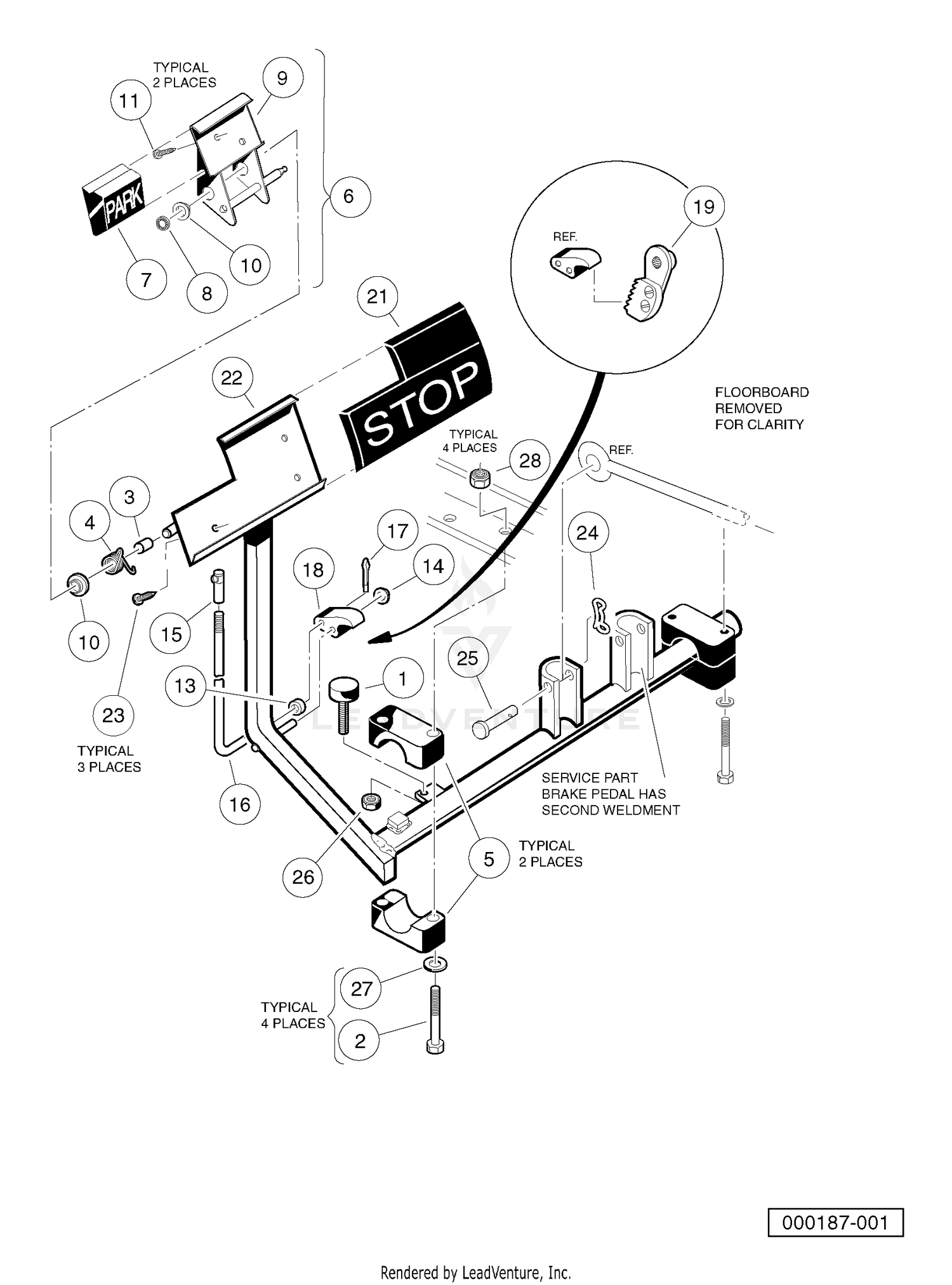 BRAKE PEDAL ASSEMBLY - VEHICLES WITH TWO-WHEEL BRAKES