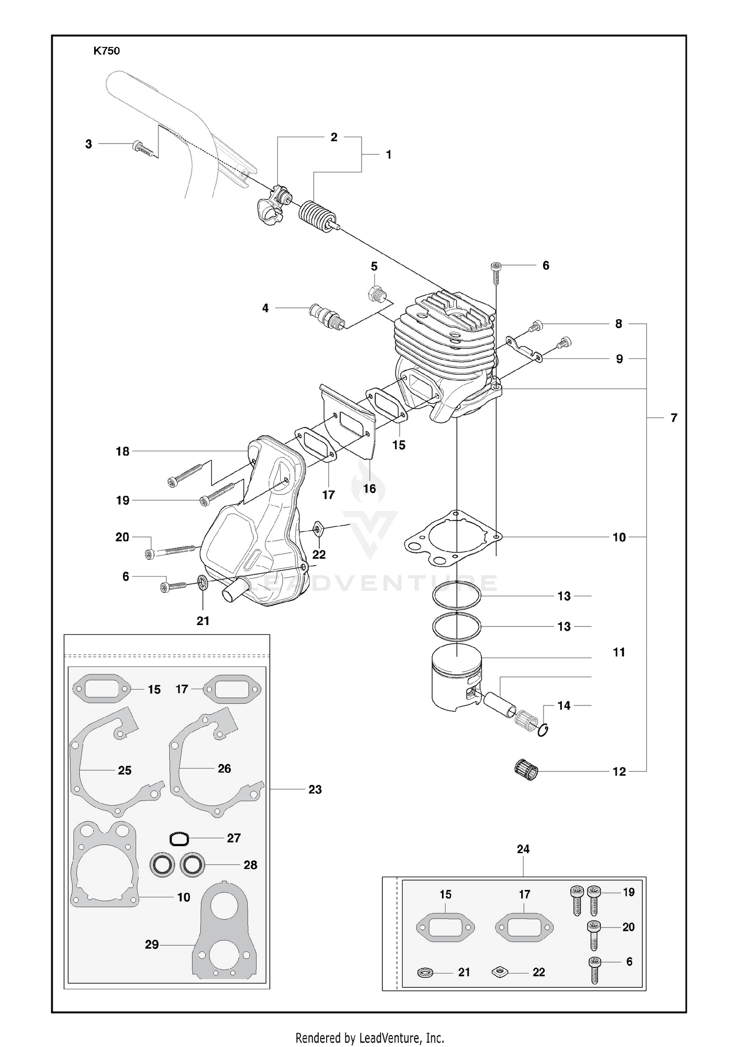 Cyclinder Assy And Muffler Mounting Kit And Muffler