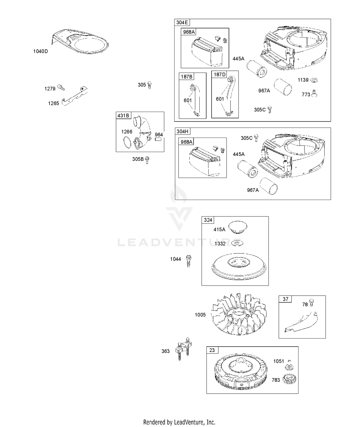 AIR CLEANER, BLOWER HOUSING, FLYWHEEL