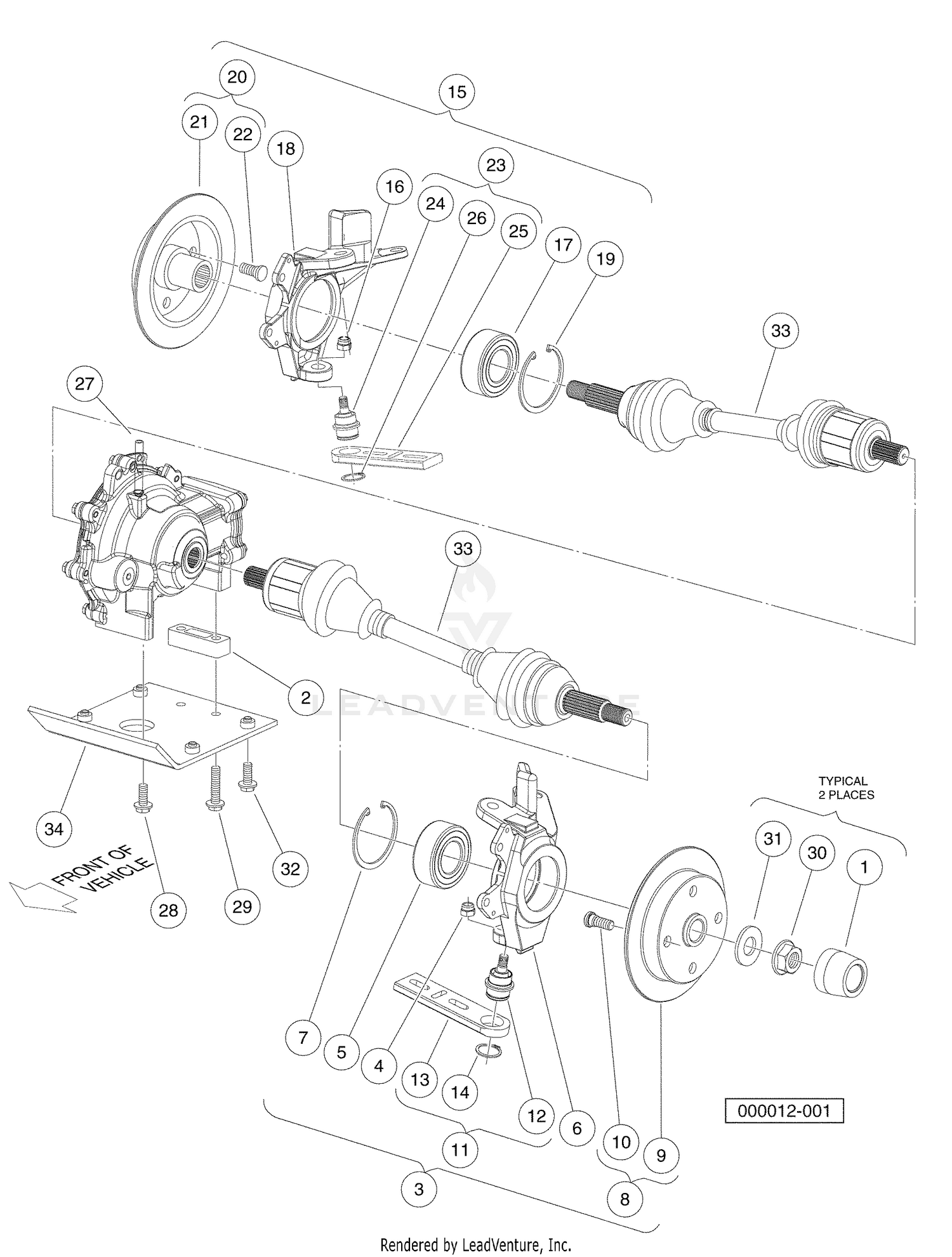 Front Differential Mounting and Half Shafts