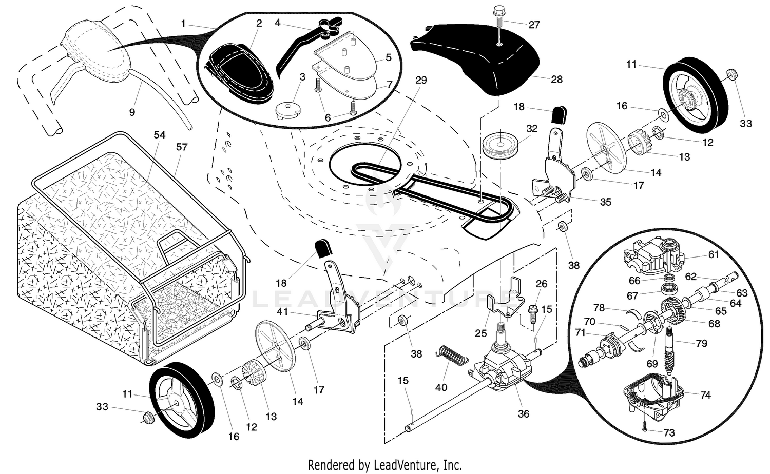 Walk Mower 65021 CHV Repair Parts "B"