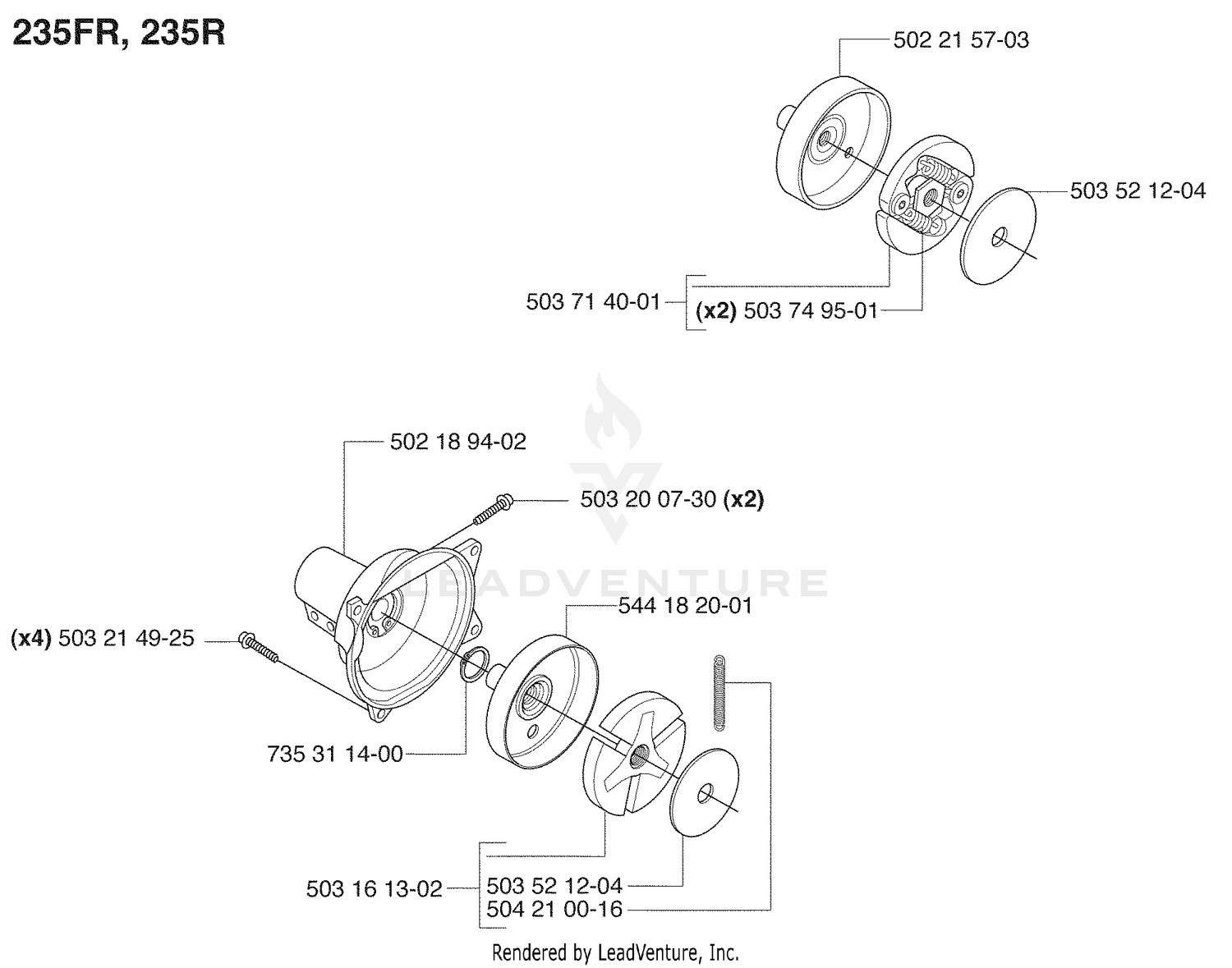 Clutch / Housing and Top Cover / Muffler Cover
