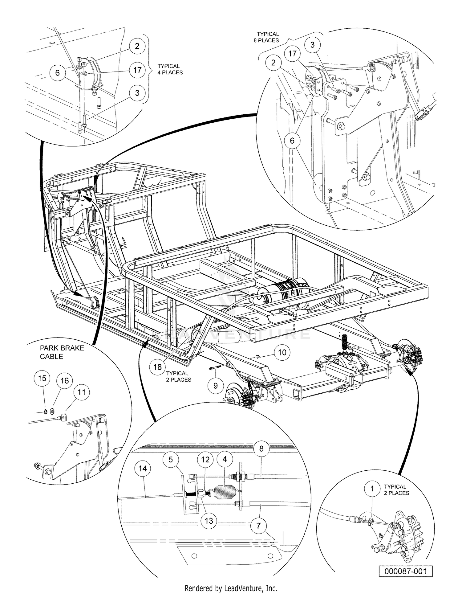 Park Brake Assembly with Pulley System