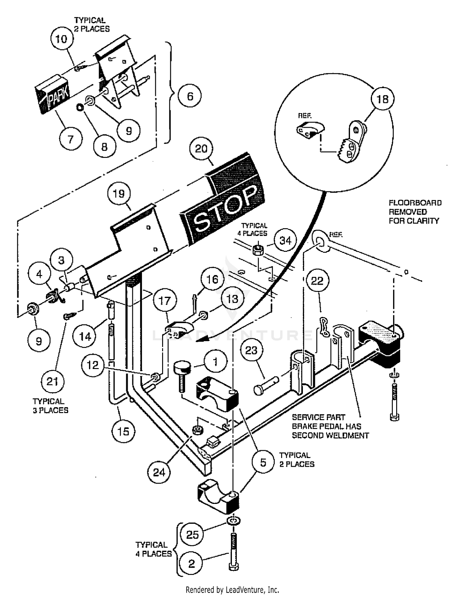 Brake Pedal And Cable Assembly - Vehicle With Two-Wheel Brakes