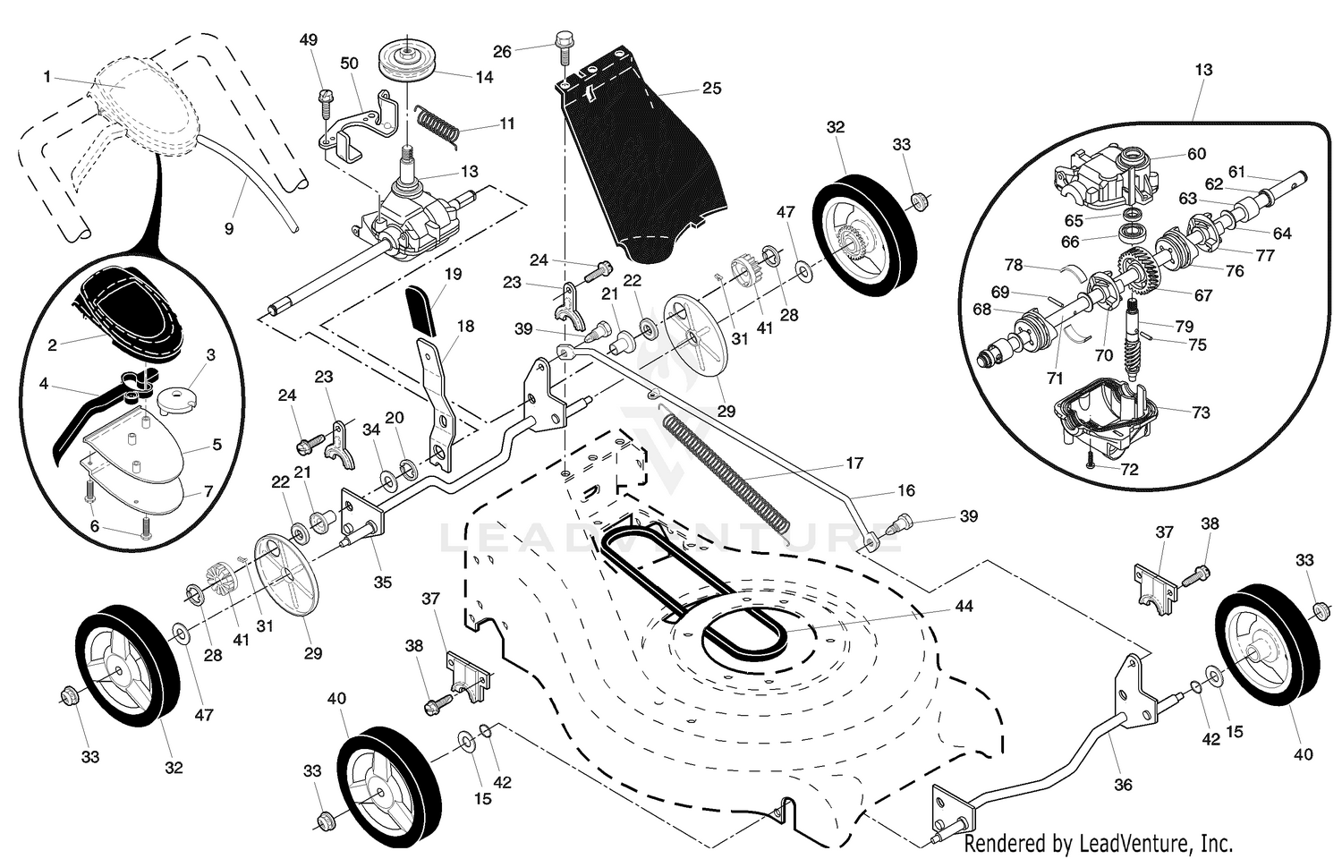 Walk Mower 7021 RS Repair parts "B"