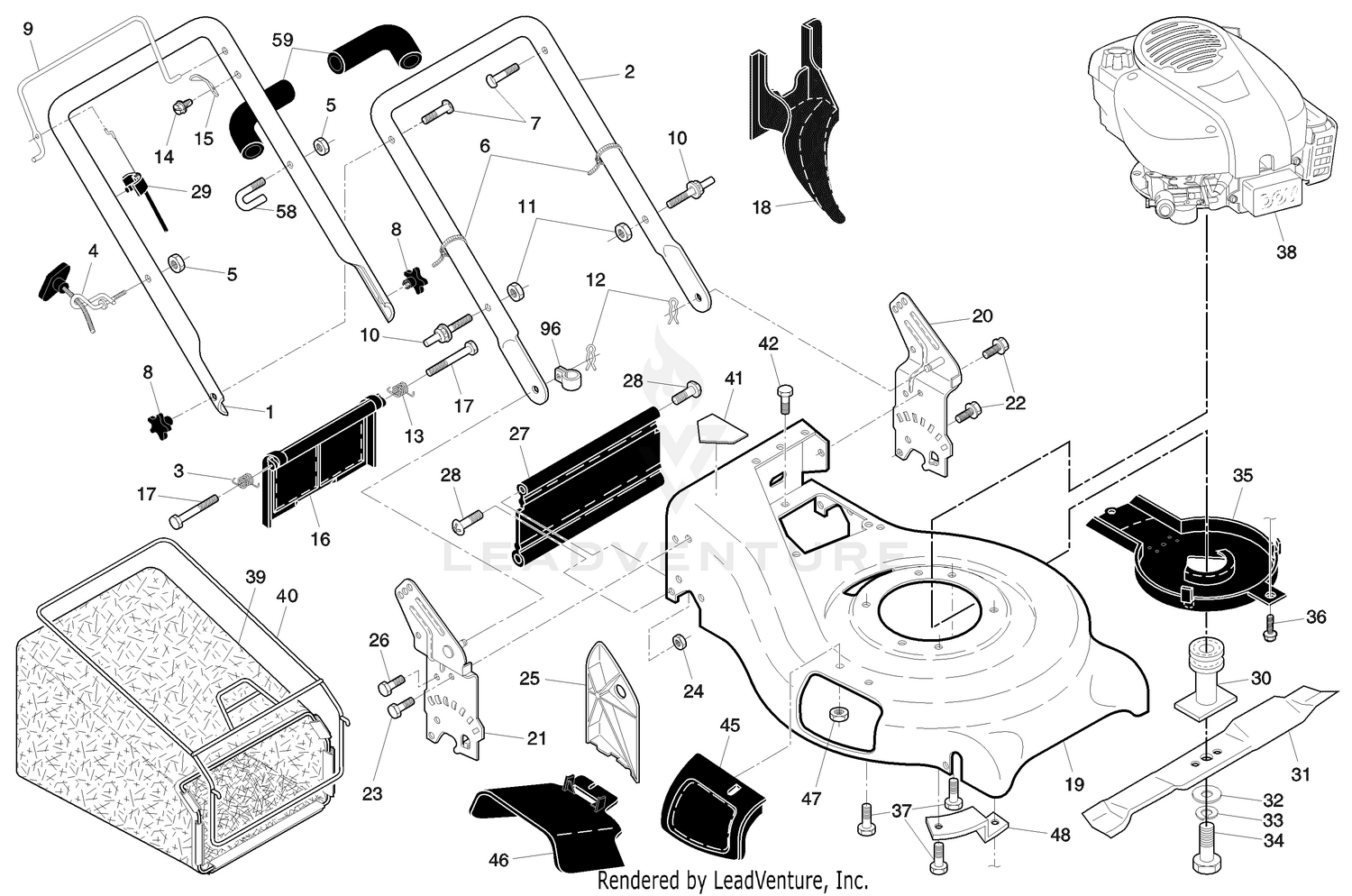 Walk Mower 7021 RS Repair Parts "A"