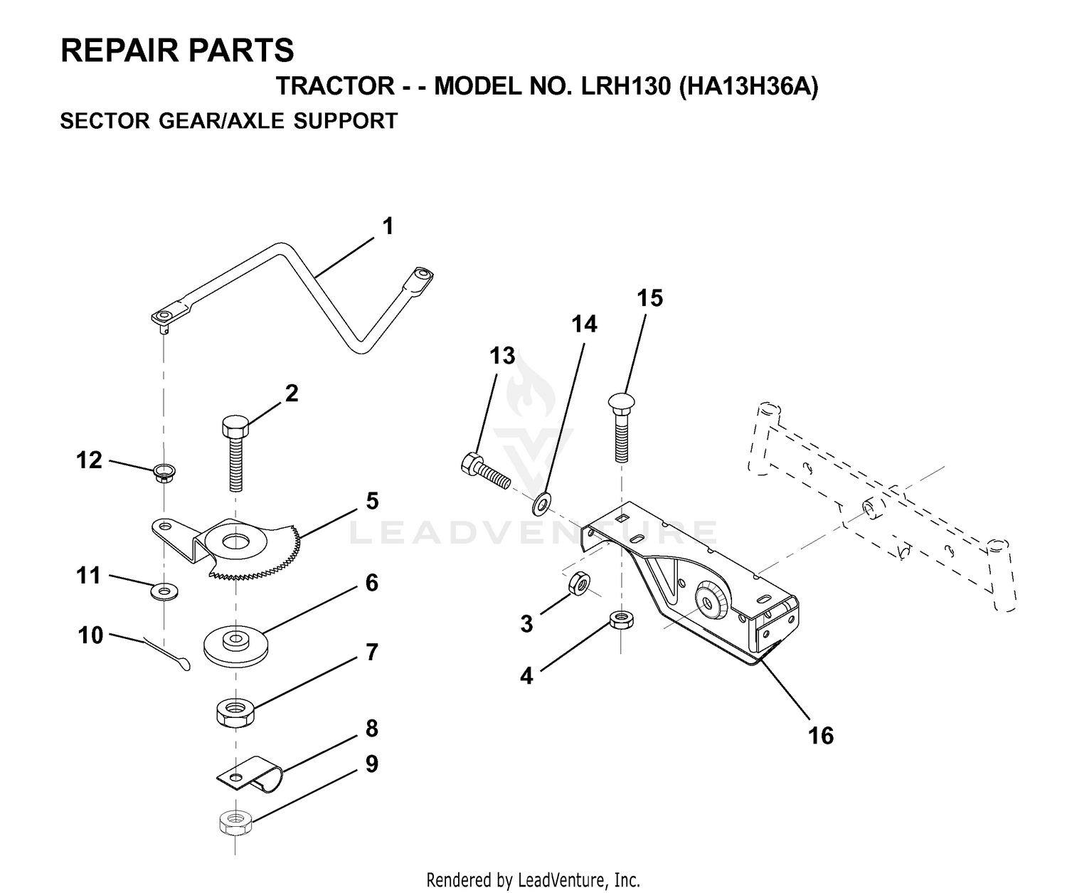 SECTOR GEAR / AXLE SUPPORT