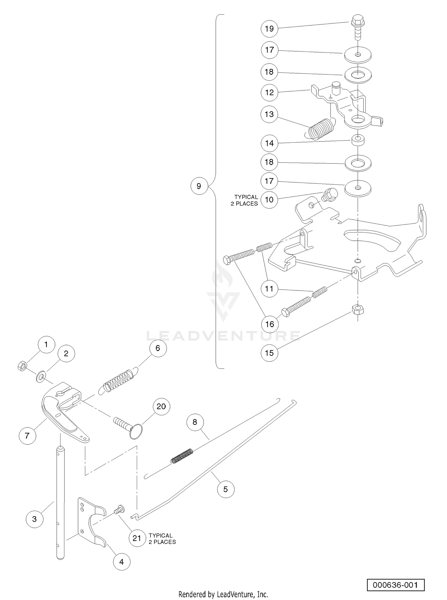 Governor Arm and Springs (Kawasaki FH680D Gasoline Engine)