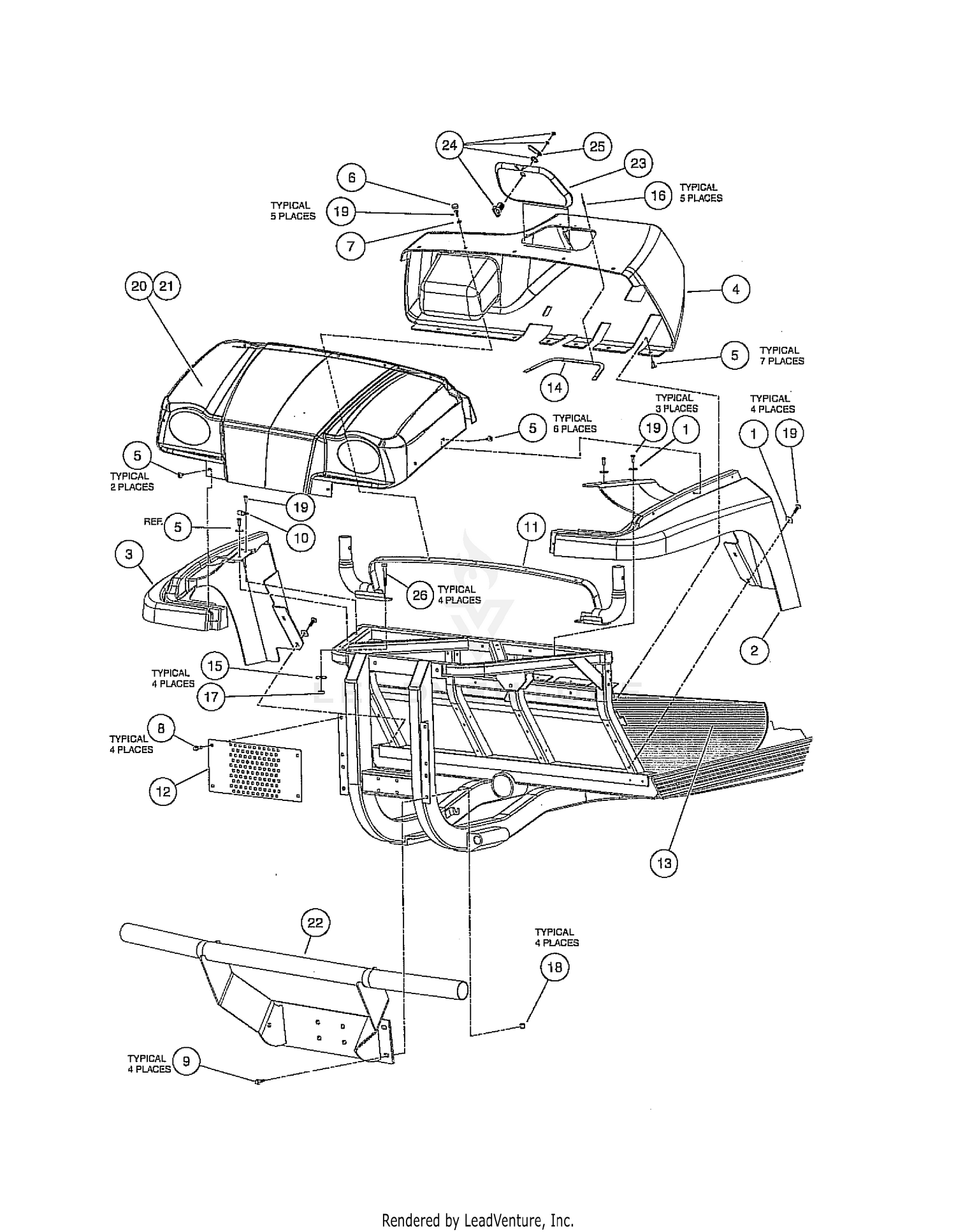 FRONT BODY TRIM, GASOLINE VEHICLES
