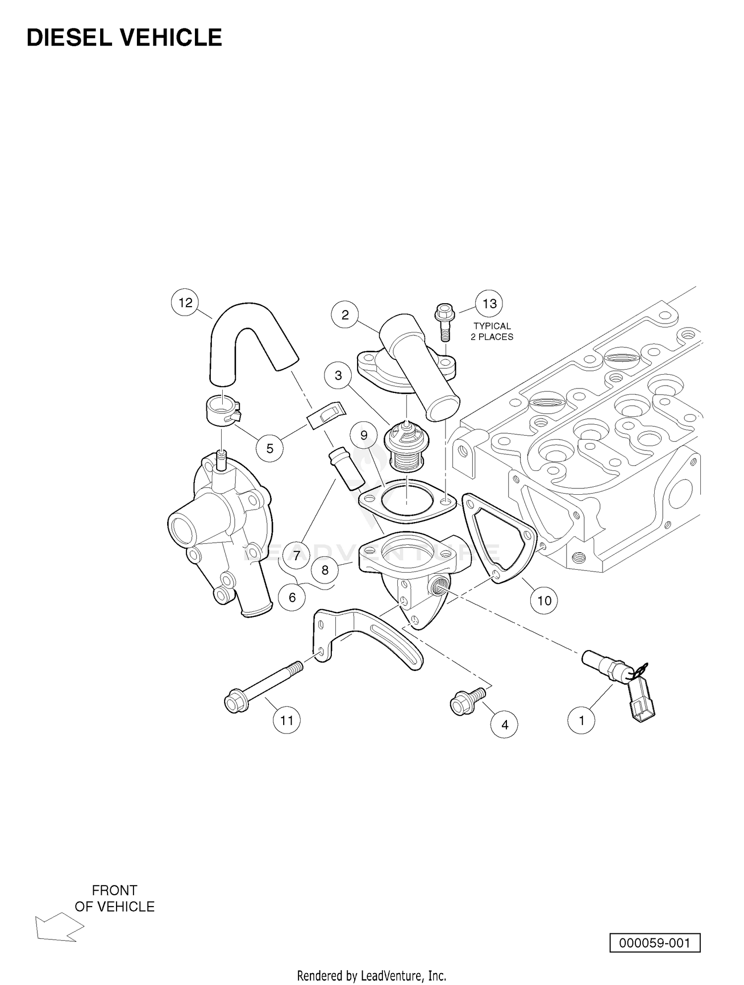 WATER FLANGE AND THERMOSTAT