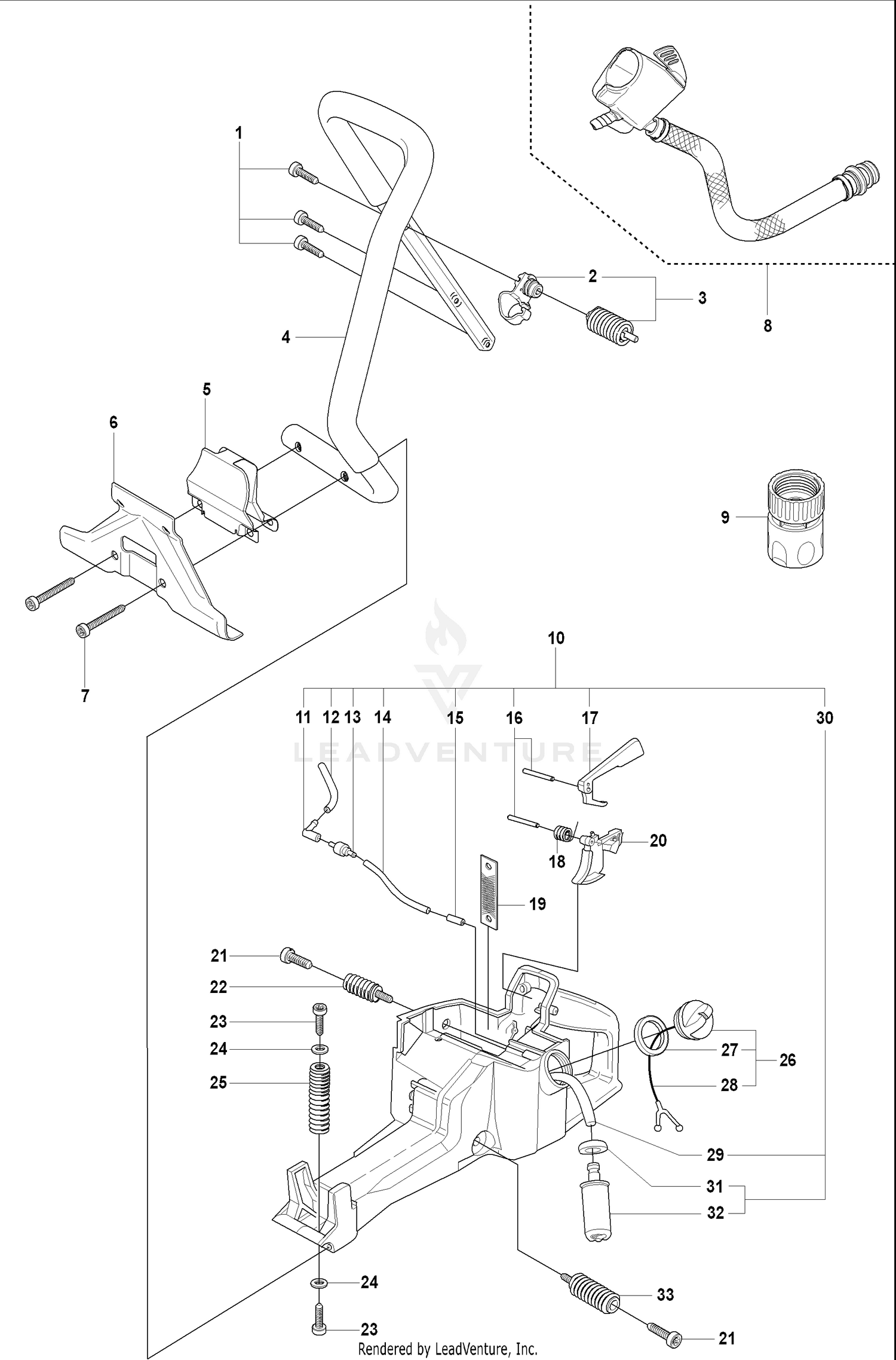 Handle and Fuel Tank and Fuel Filter
