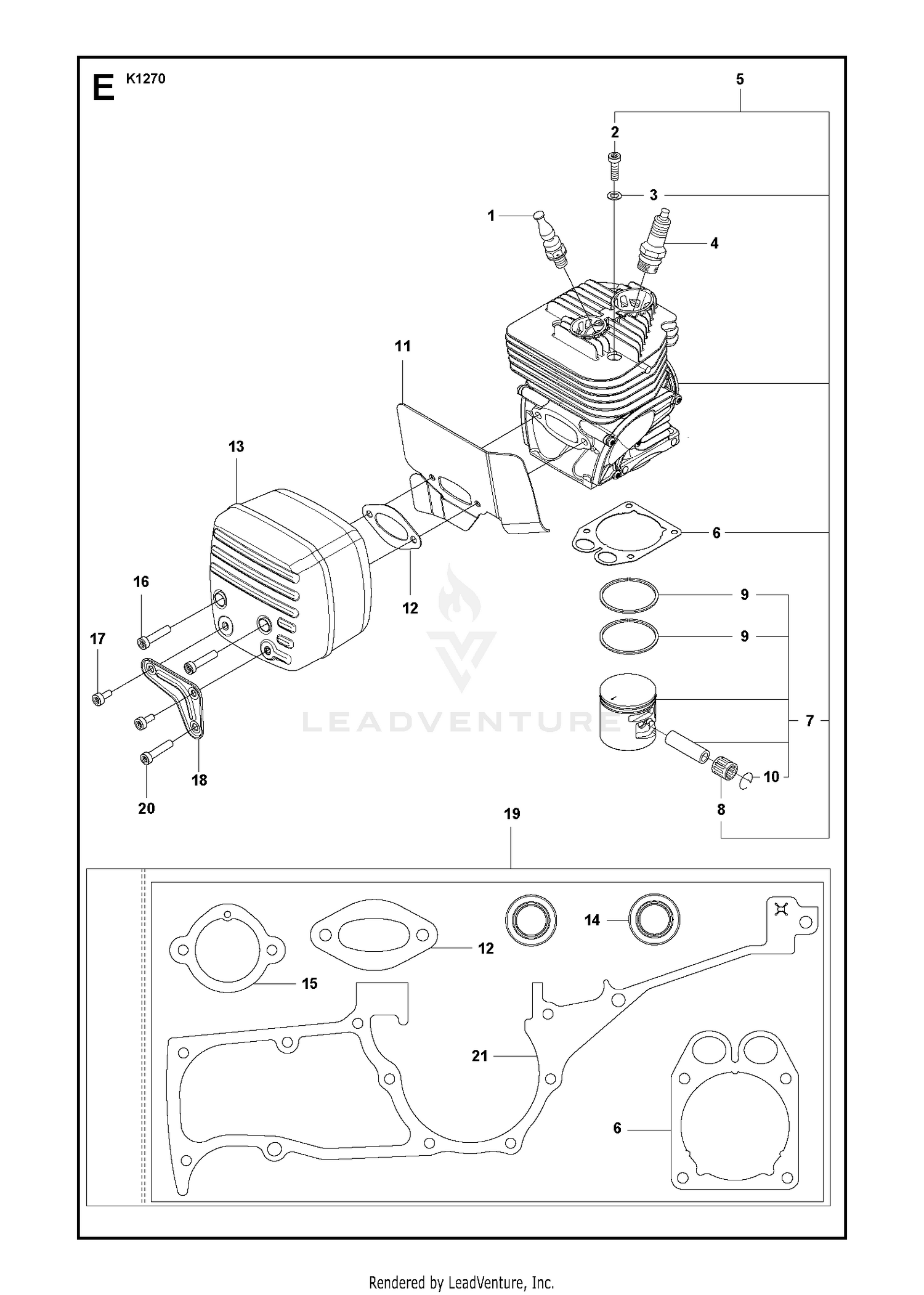 CYLINDER, PISTON & MUFFLER
