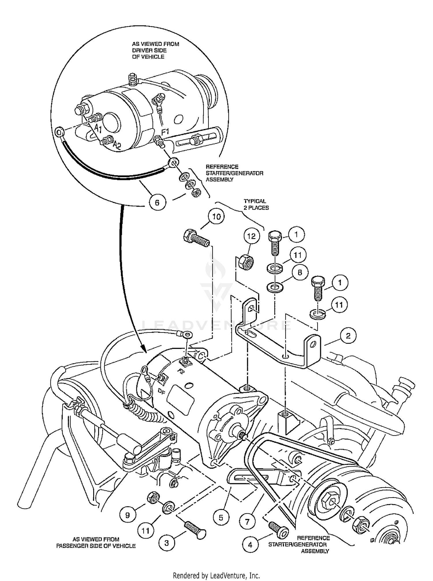 FE350 Starter/Generator Mounting, Gasline Vehicle