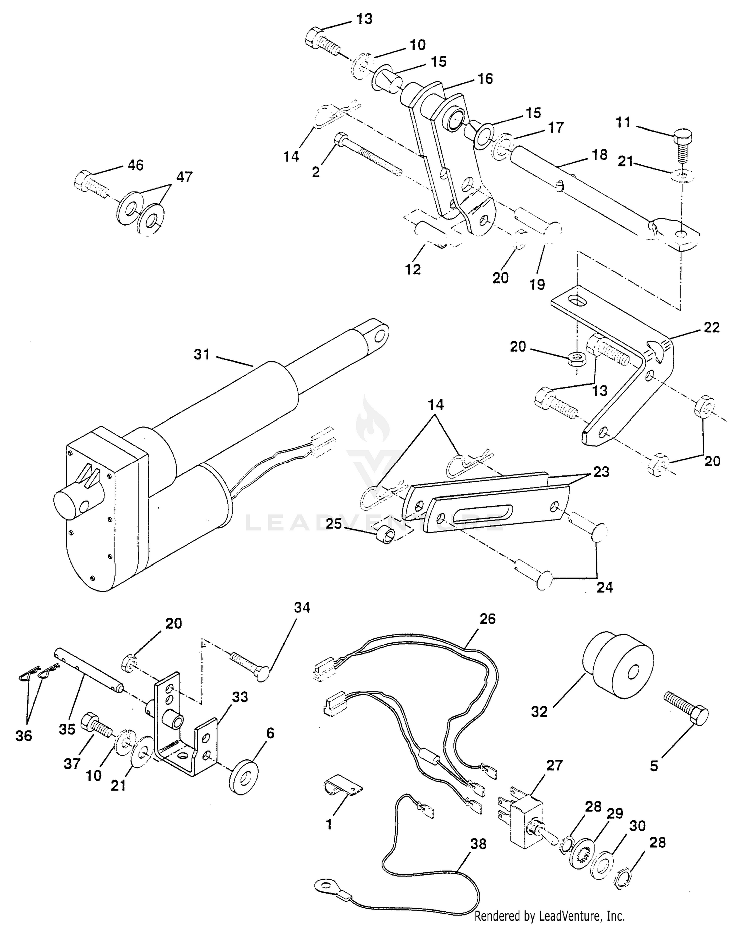 Electric Actuator - Gear Drive, Vertical Engine Type Tractor