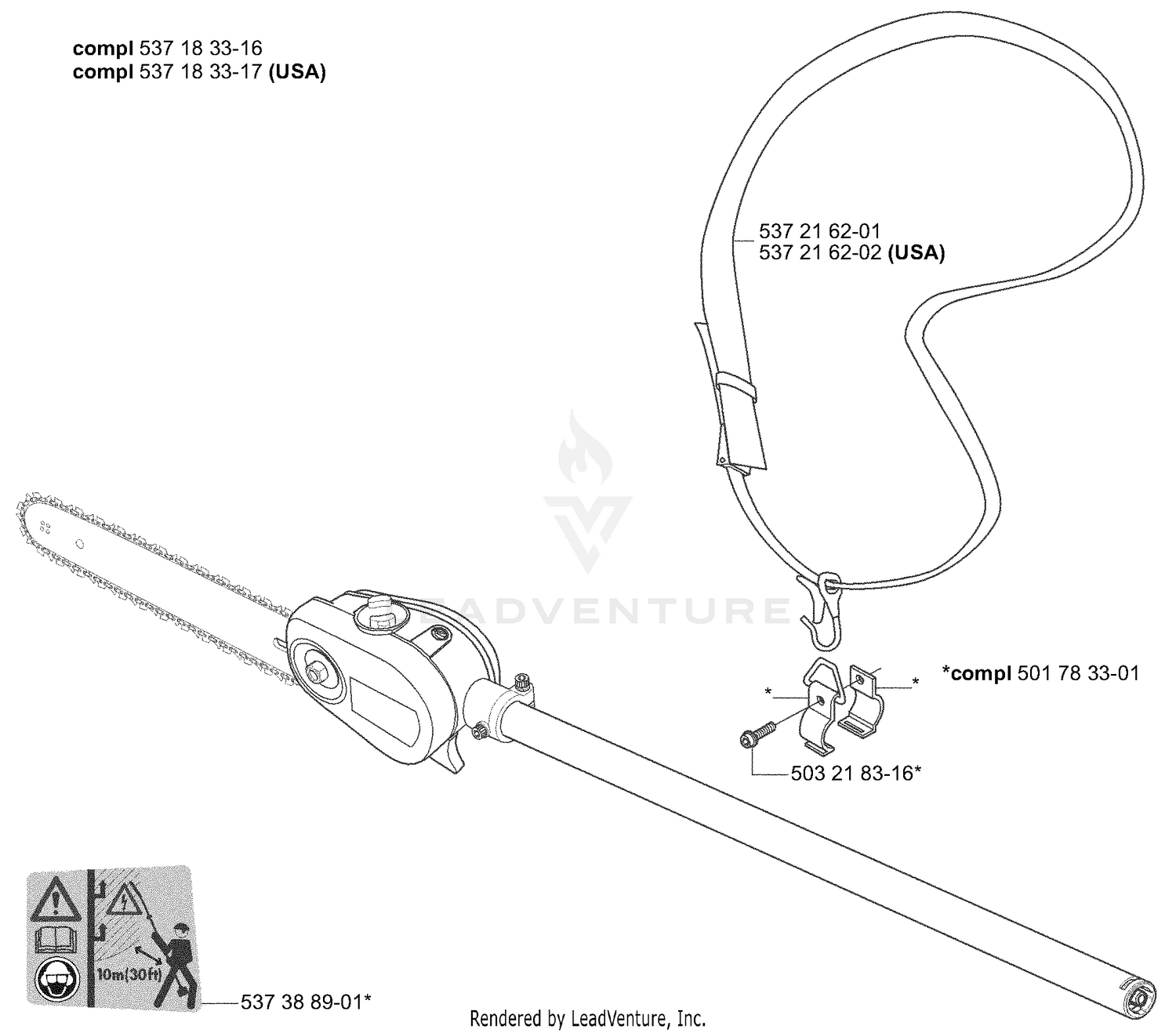 Saw Attachment - 43" Shaft