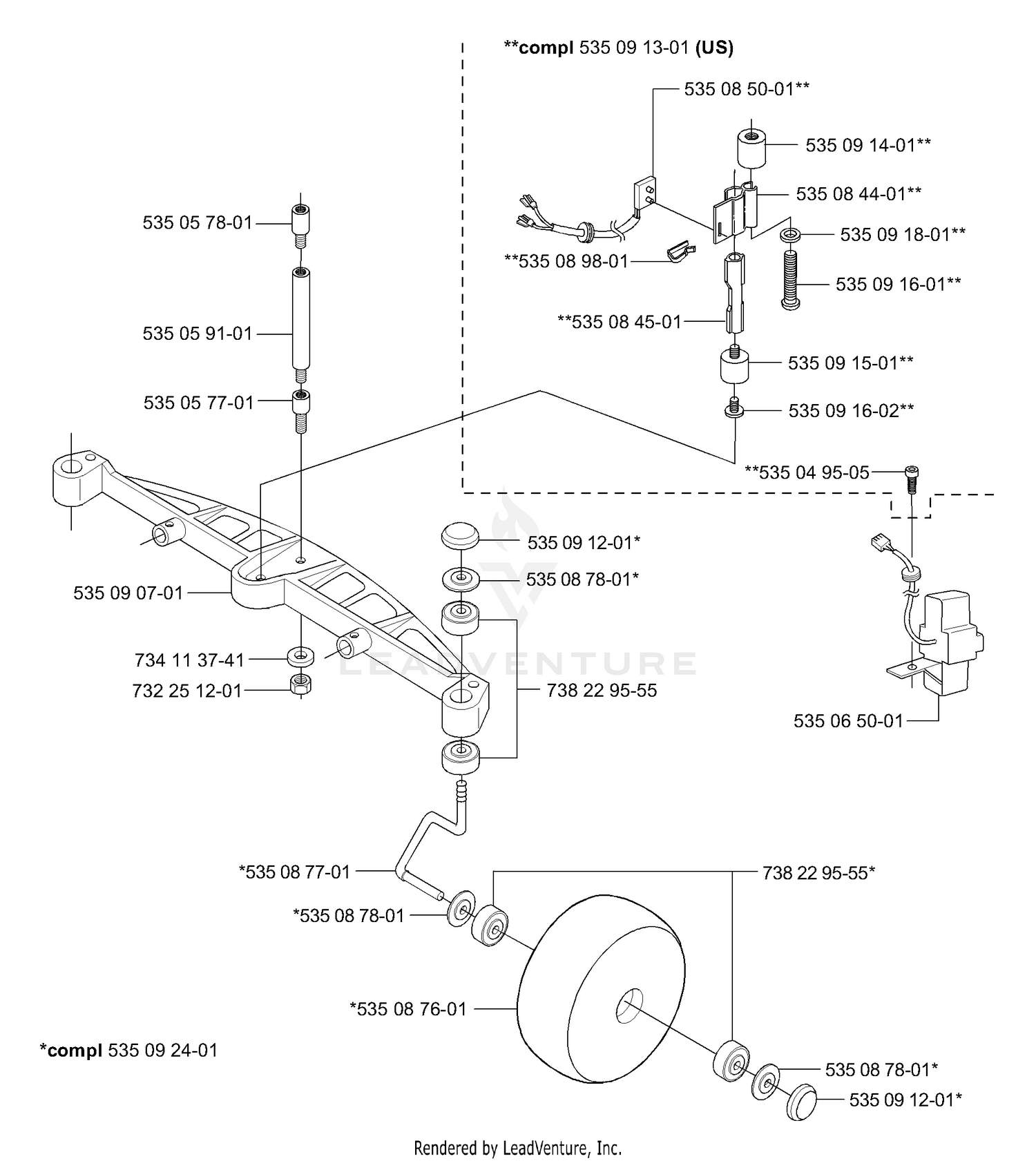 Front Wheel/Axle/Lift Sensor Assy.