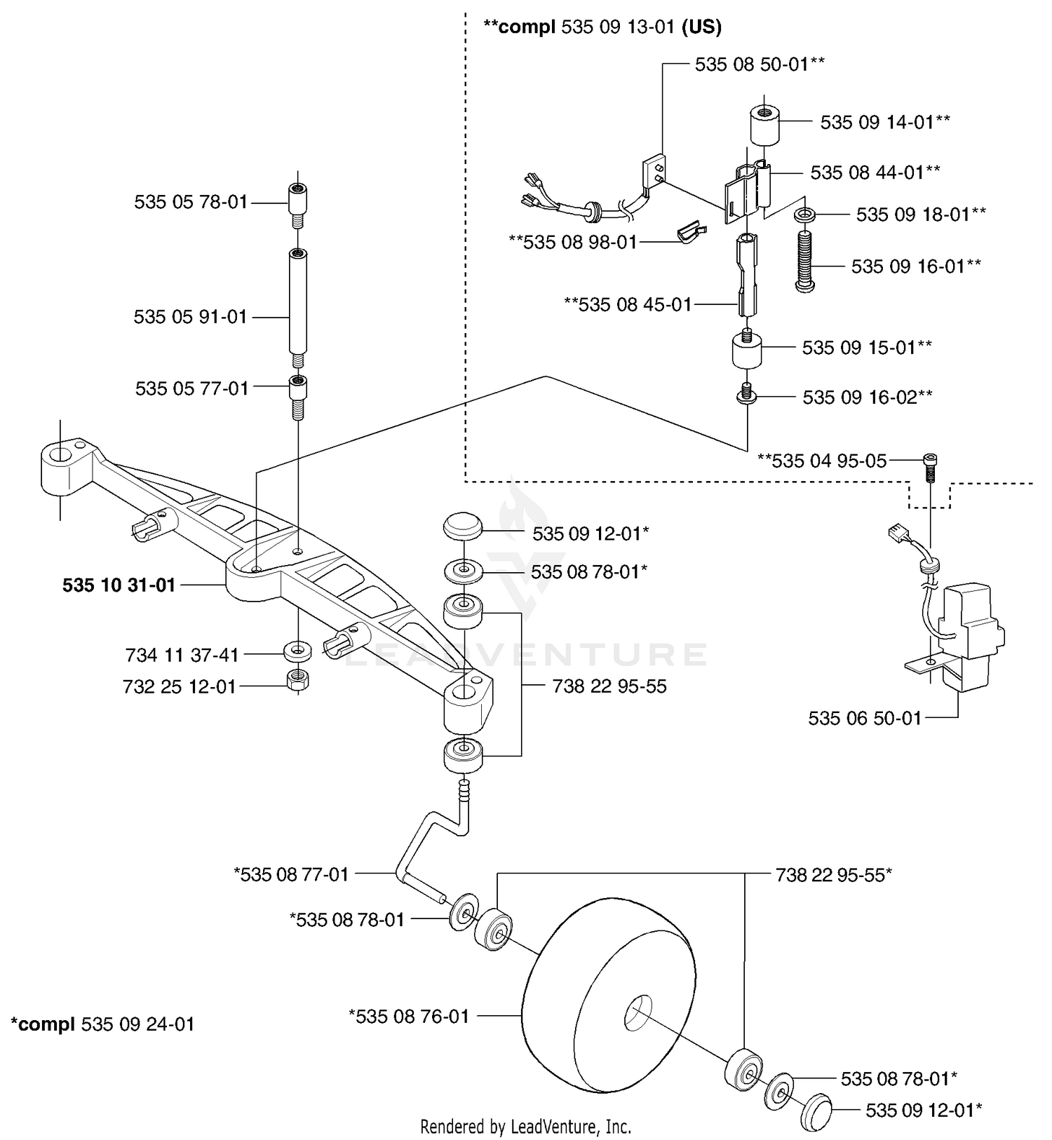 Front Wheel / Axle / Lift Sensor Assy.