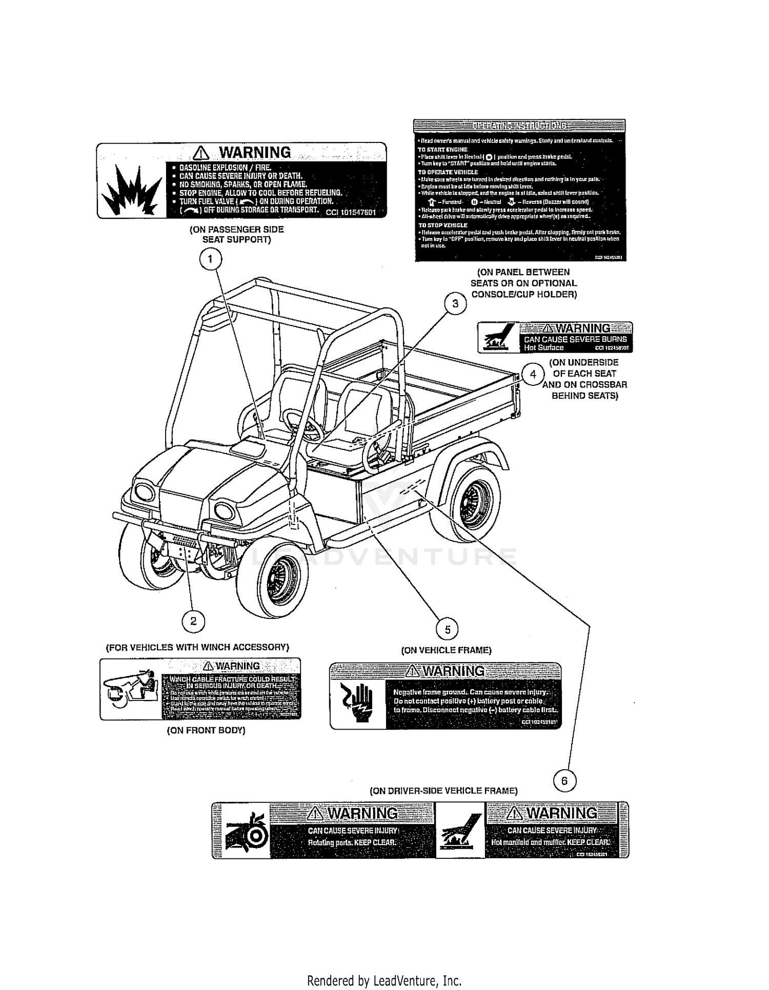 SAFETY DECALS, GASOLINE VEHICLES, CONTINUED