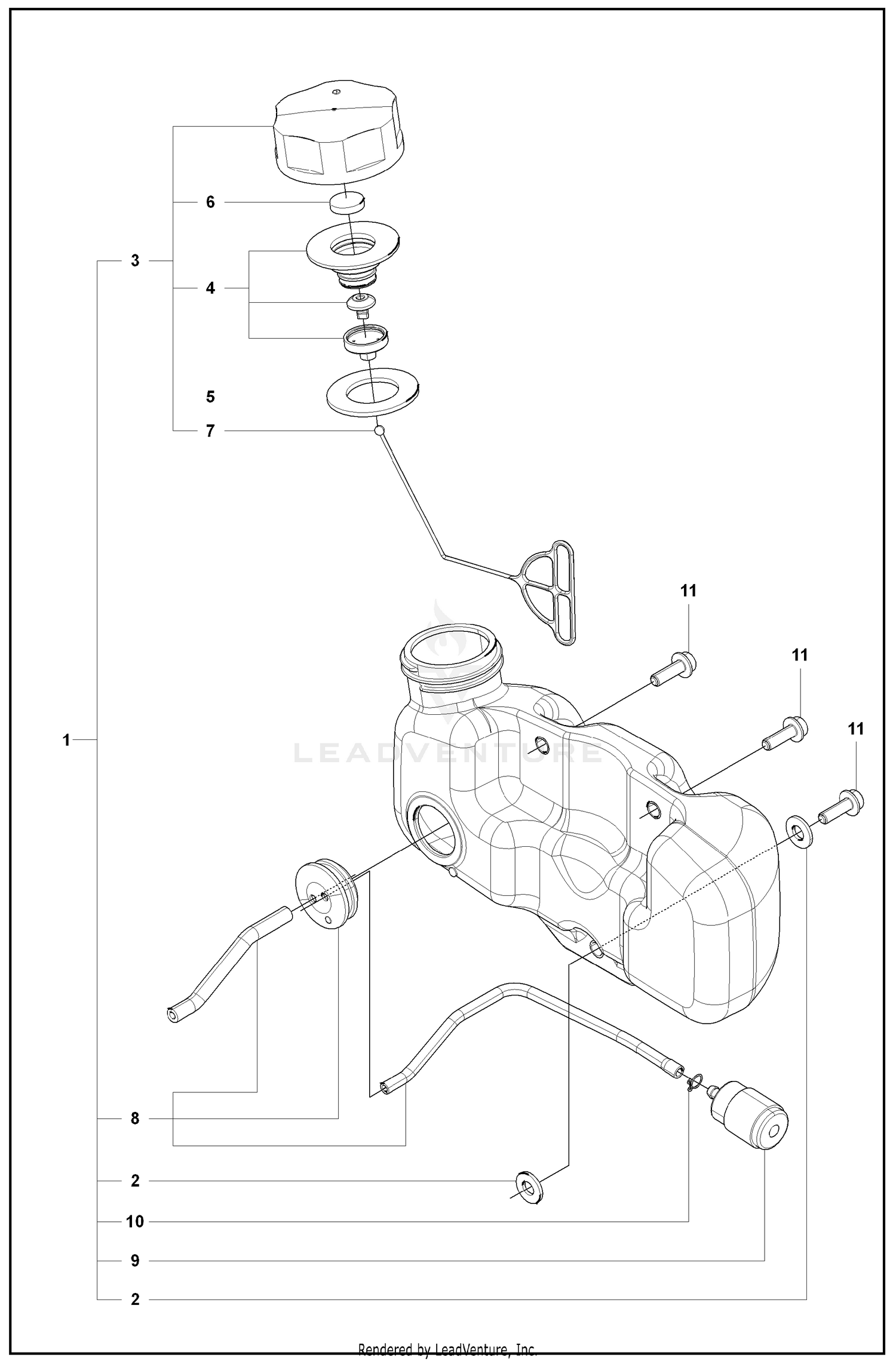 Fuel Tank and Cap and Hose